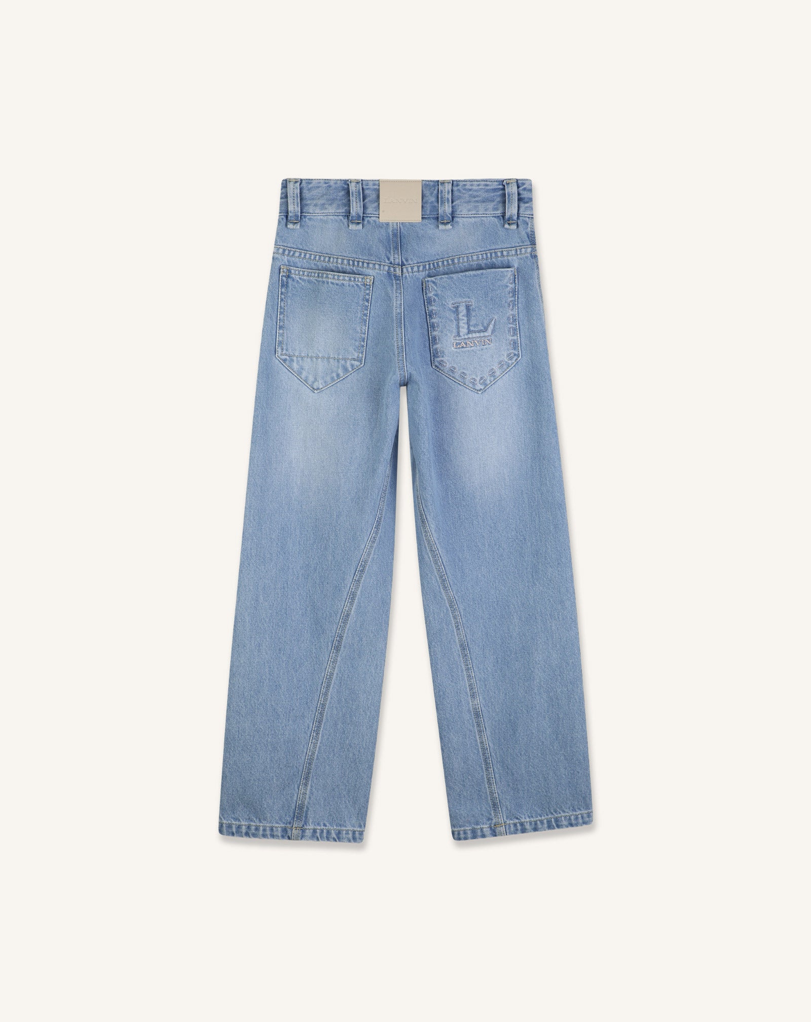 PANTALON TWISTÉ EN DENIM BLEU