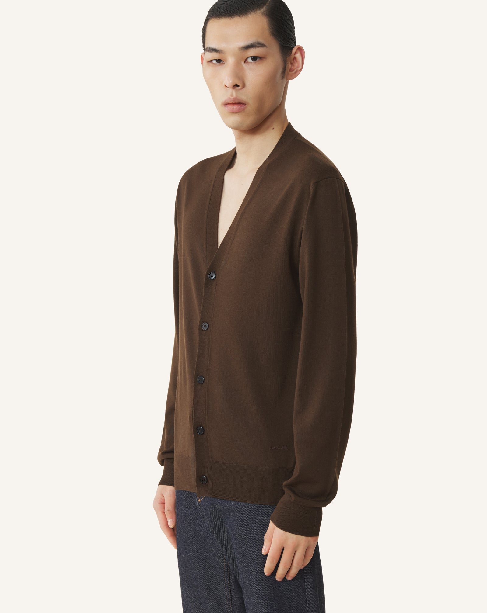 CARDIGAN CLASSIQUE EN LAINE MÉRINOS NOIR