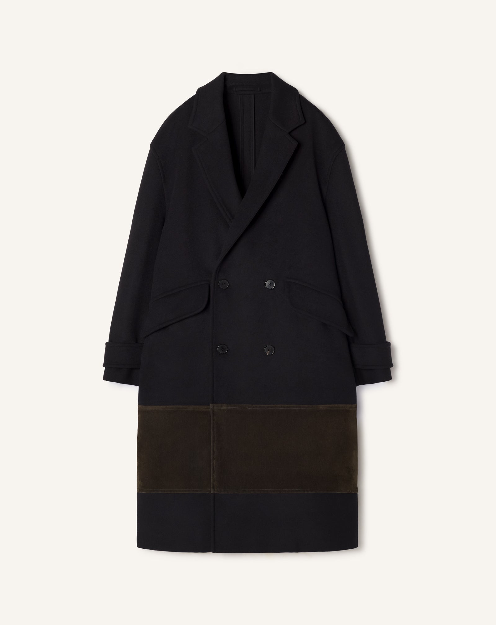 MANTEAU CROISÉ EN LAINE ET VELOURS