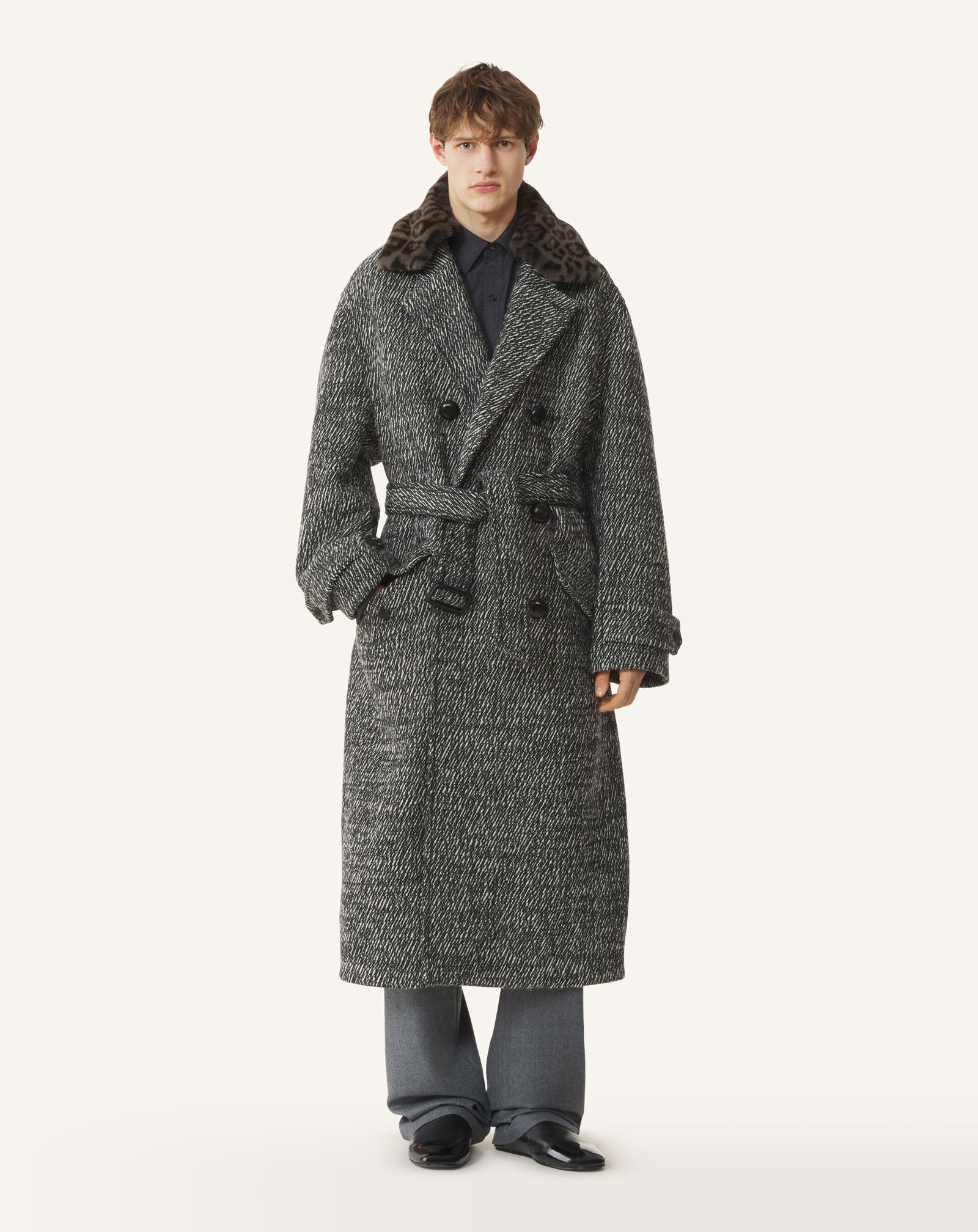 TRENCH AMPLE EN LAINE TEXTURÉE