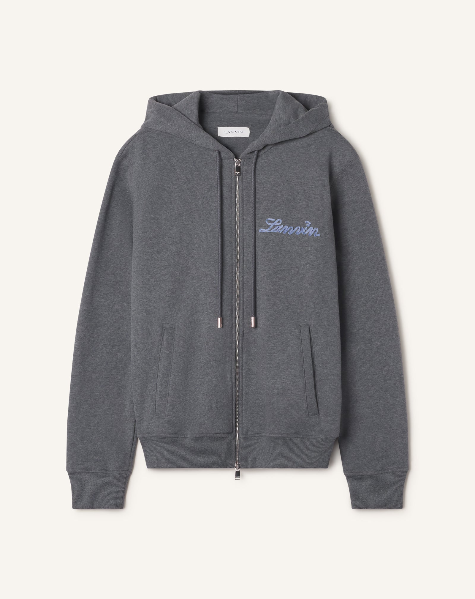 HOODIE ZIPPÉ RUBAN LANVIN EN COTON ET CACHEMIRE NOIR