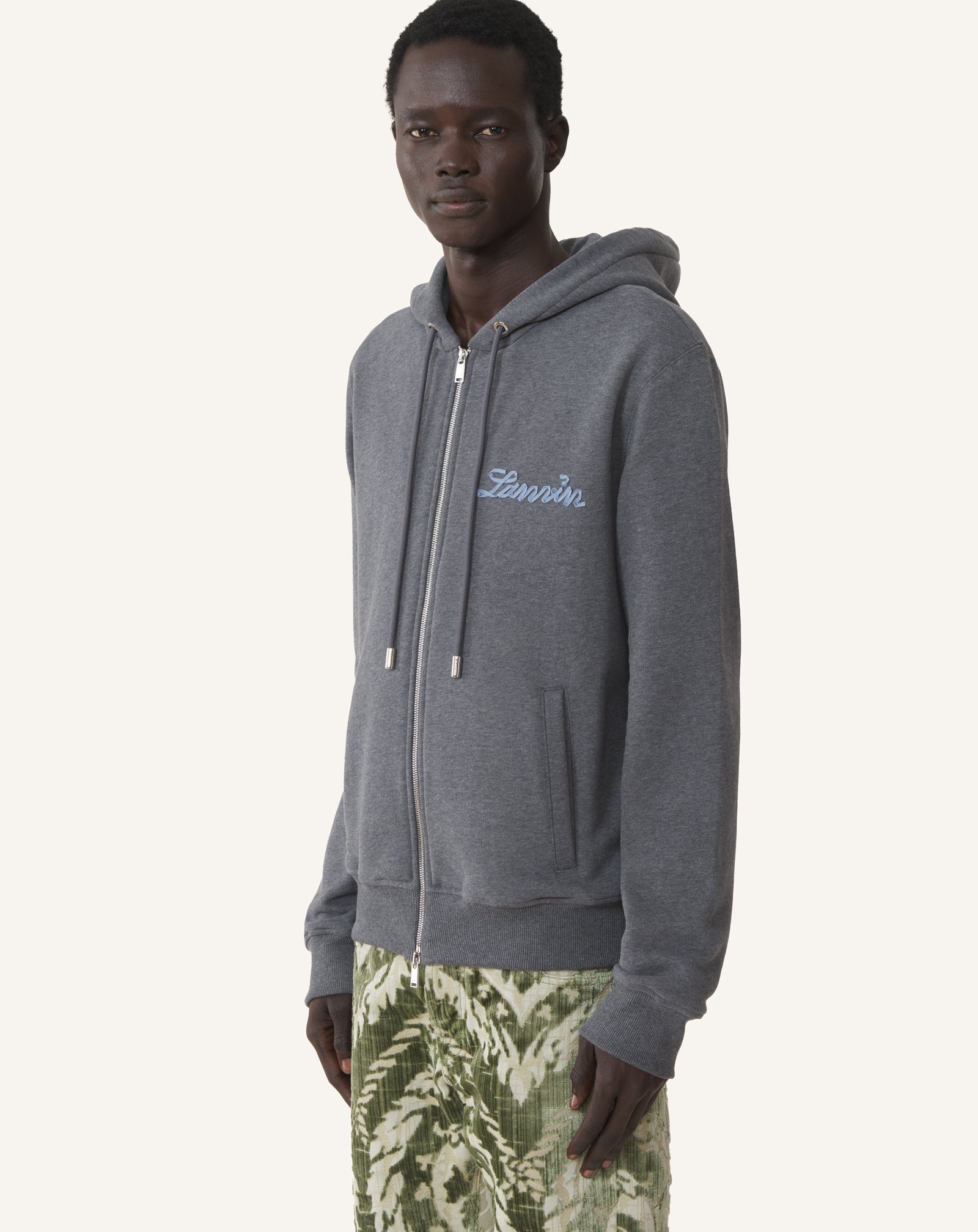 HOODIE ZIPPÉ RUBAN LANVIN EN COTON ET CACHEMIRE NOIR