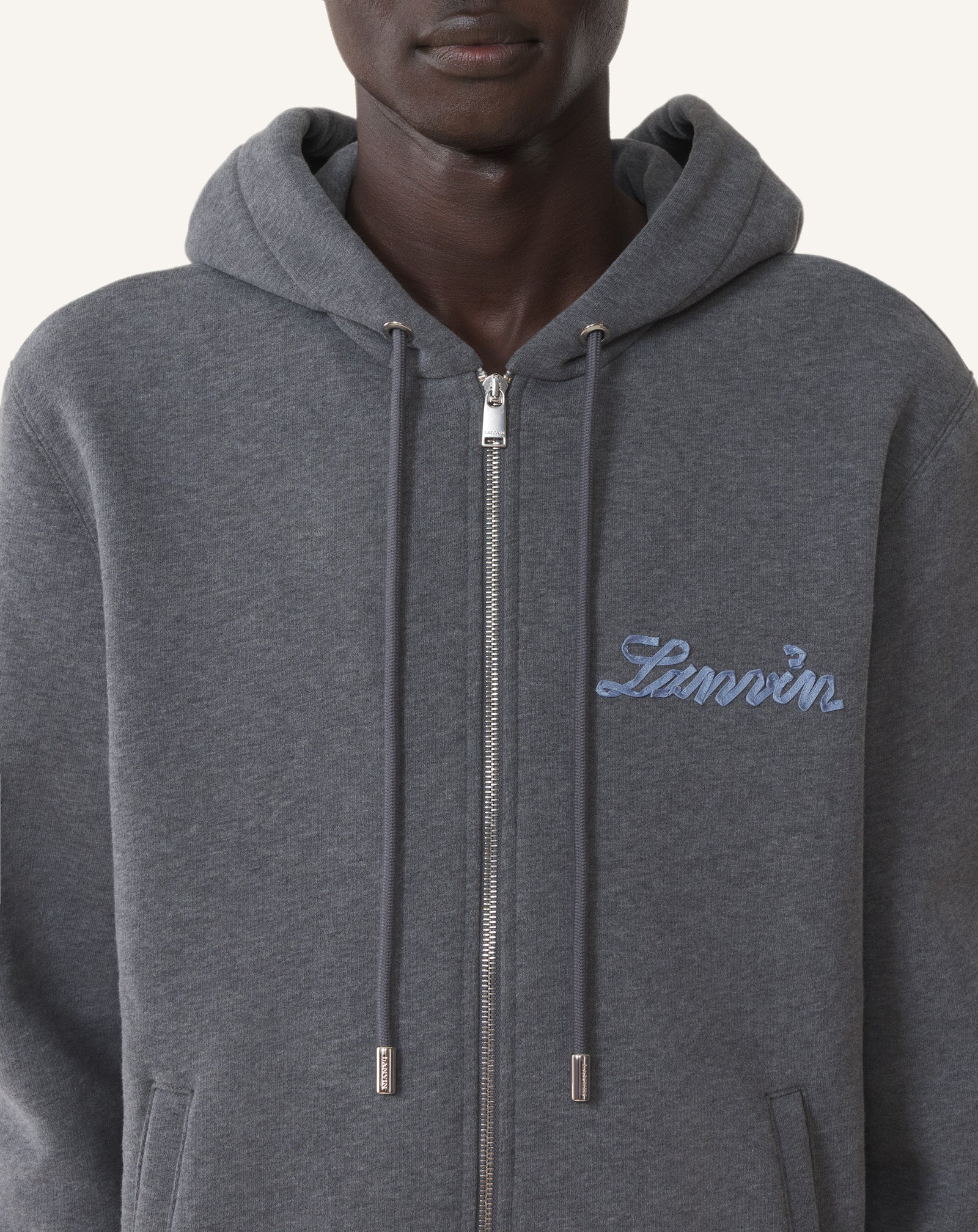 HOODIE ZIPPÉ RUBAN LANVIN EN COTON ET CACHEMIRE NOIR