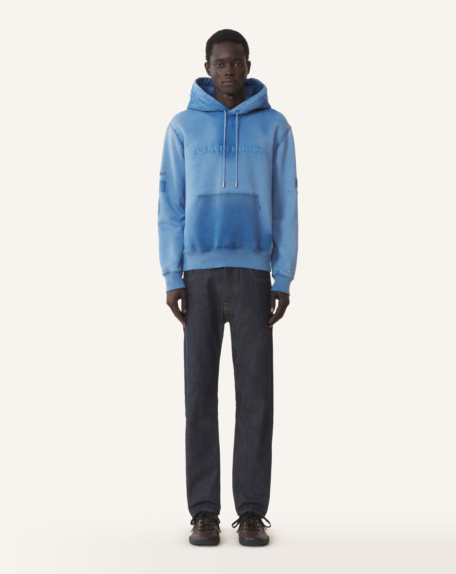 HOODIE EFFET USÉ CENTENAIRE BLEU