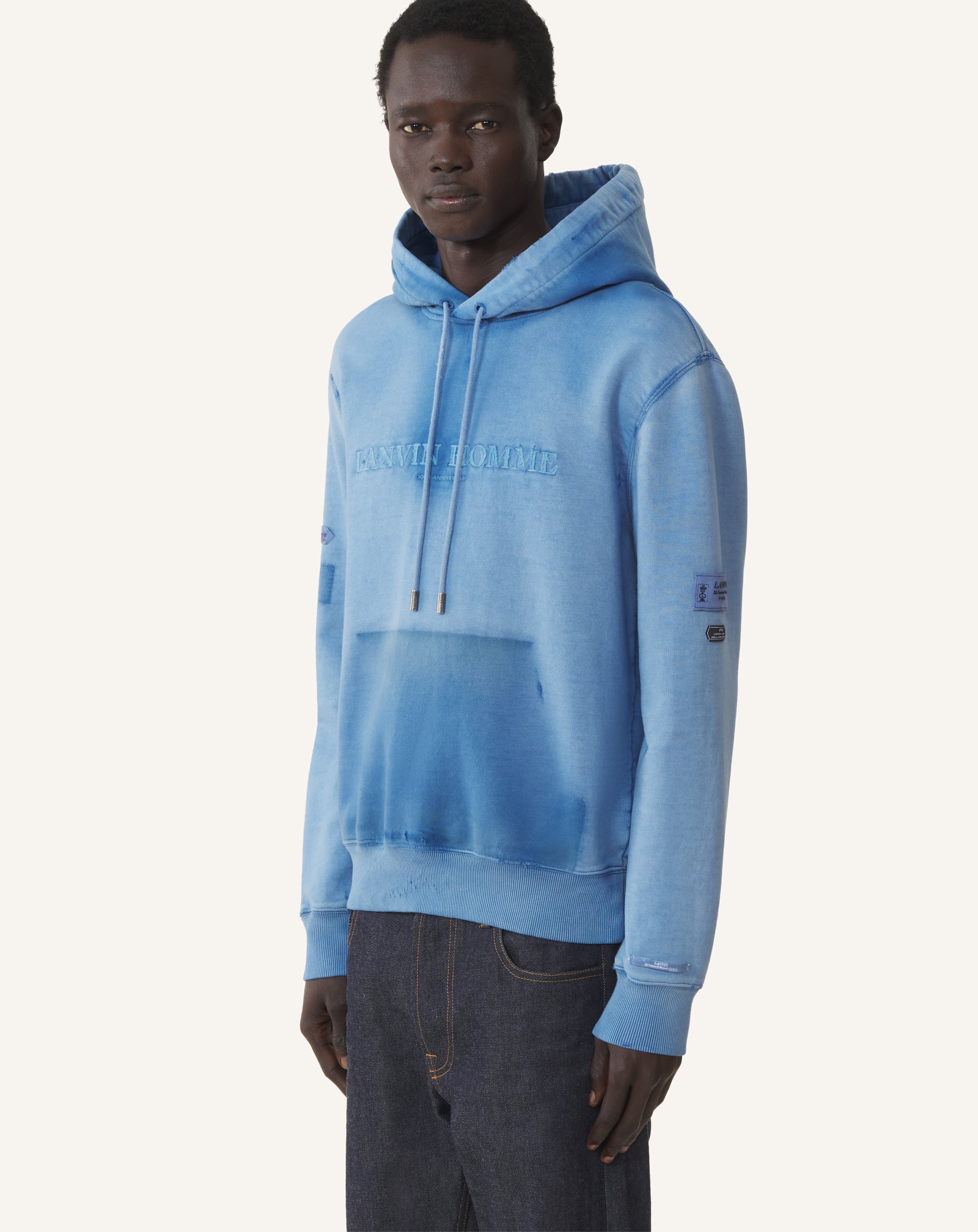 HOODIE EFFET USÉ CENTENAIRE BLEU