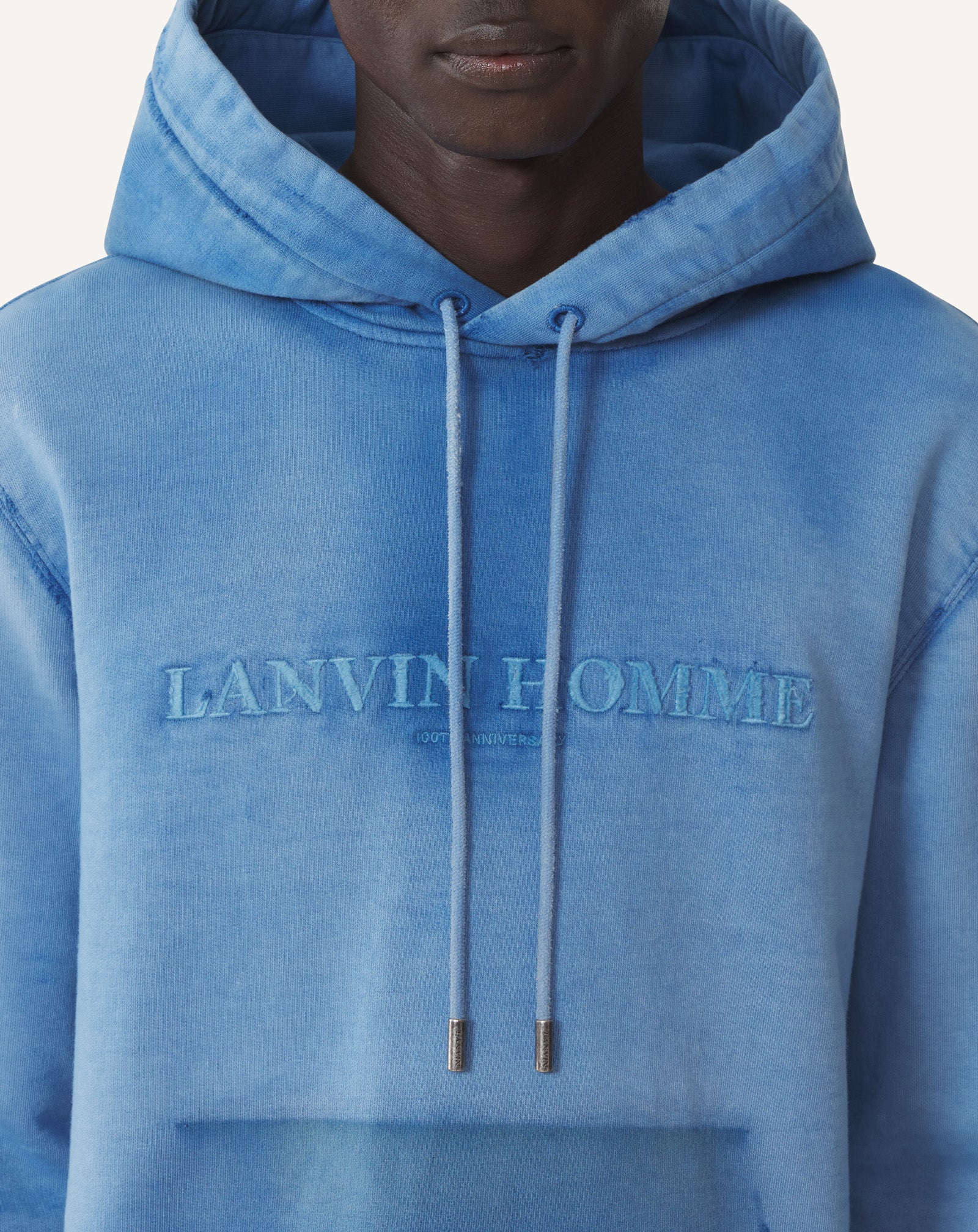 HOODIE EFFET USÉ CENTENAIRE BLEU