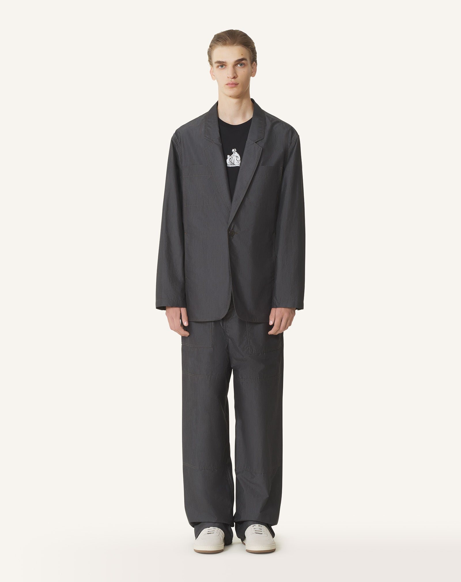 VESTE AMPLE EN CHAMBRAY NOIR