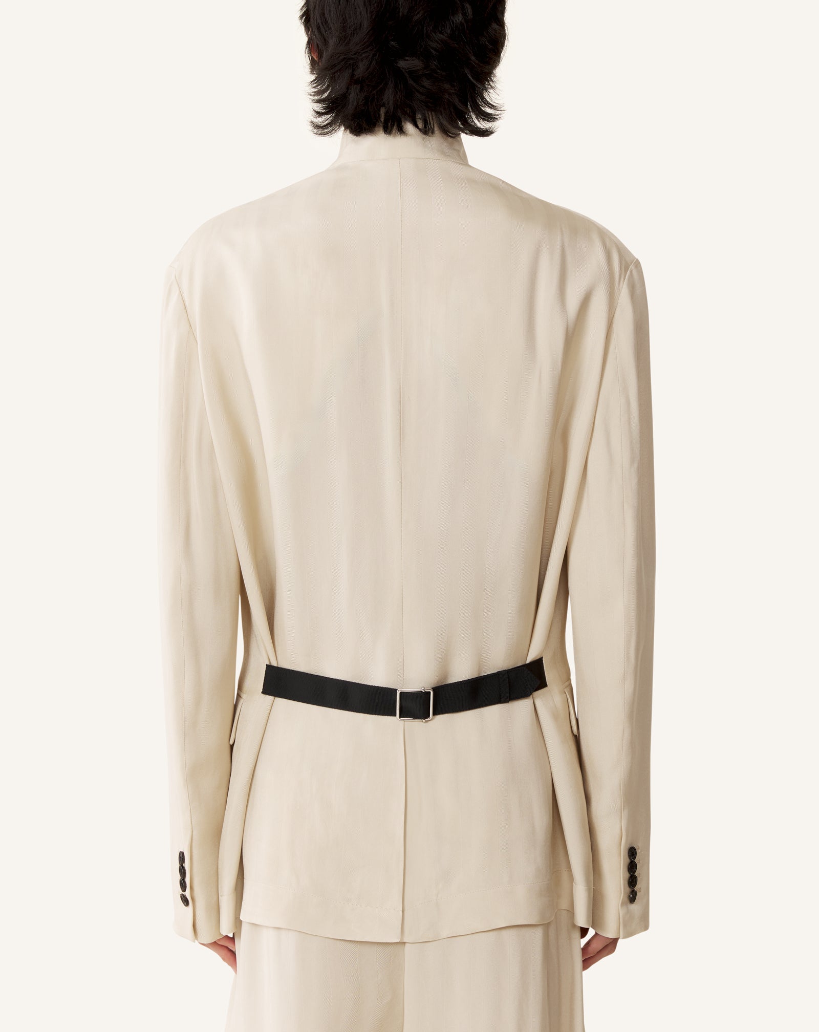 VESTE COL OFFICIER EN VISCOSE BLANC