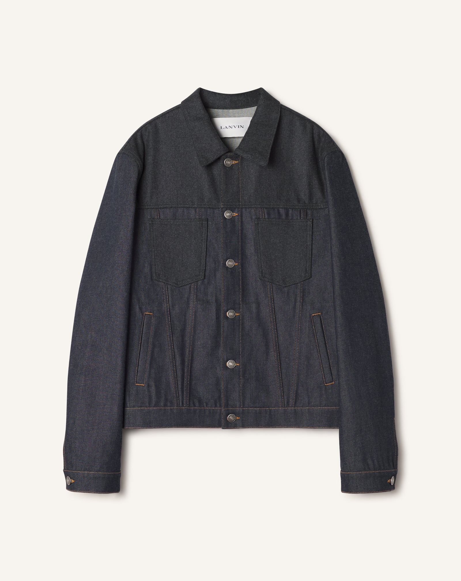 VESTE CLASSIQUE EN DENIM ET FLANELLE DE LAINE