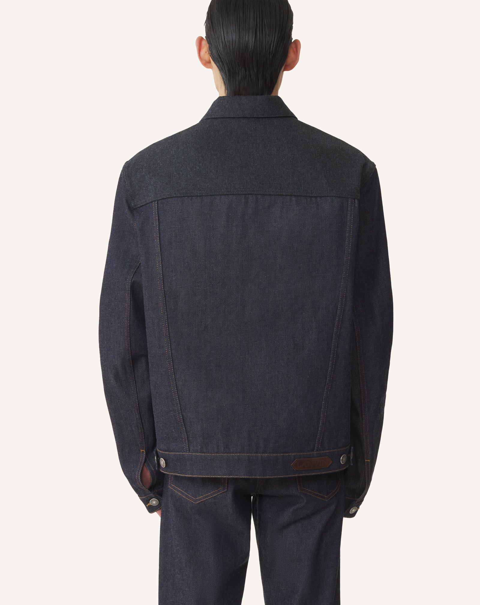 VESTE CLASSIQUE EN DENIM ET FLANELLE DE LAINE BLEU