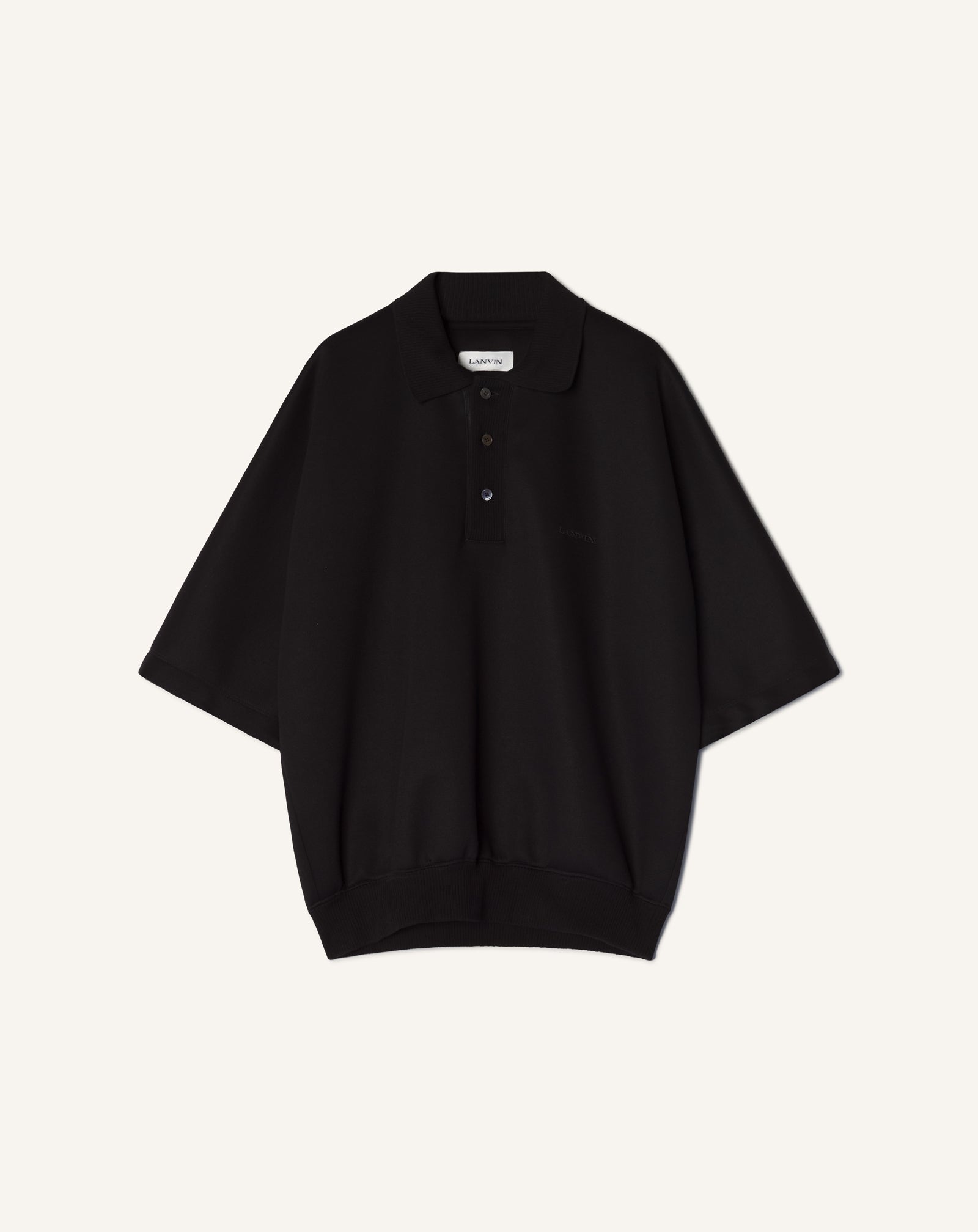 POLO AMPLE EN JERSEY DOUBLE FACE NOIR