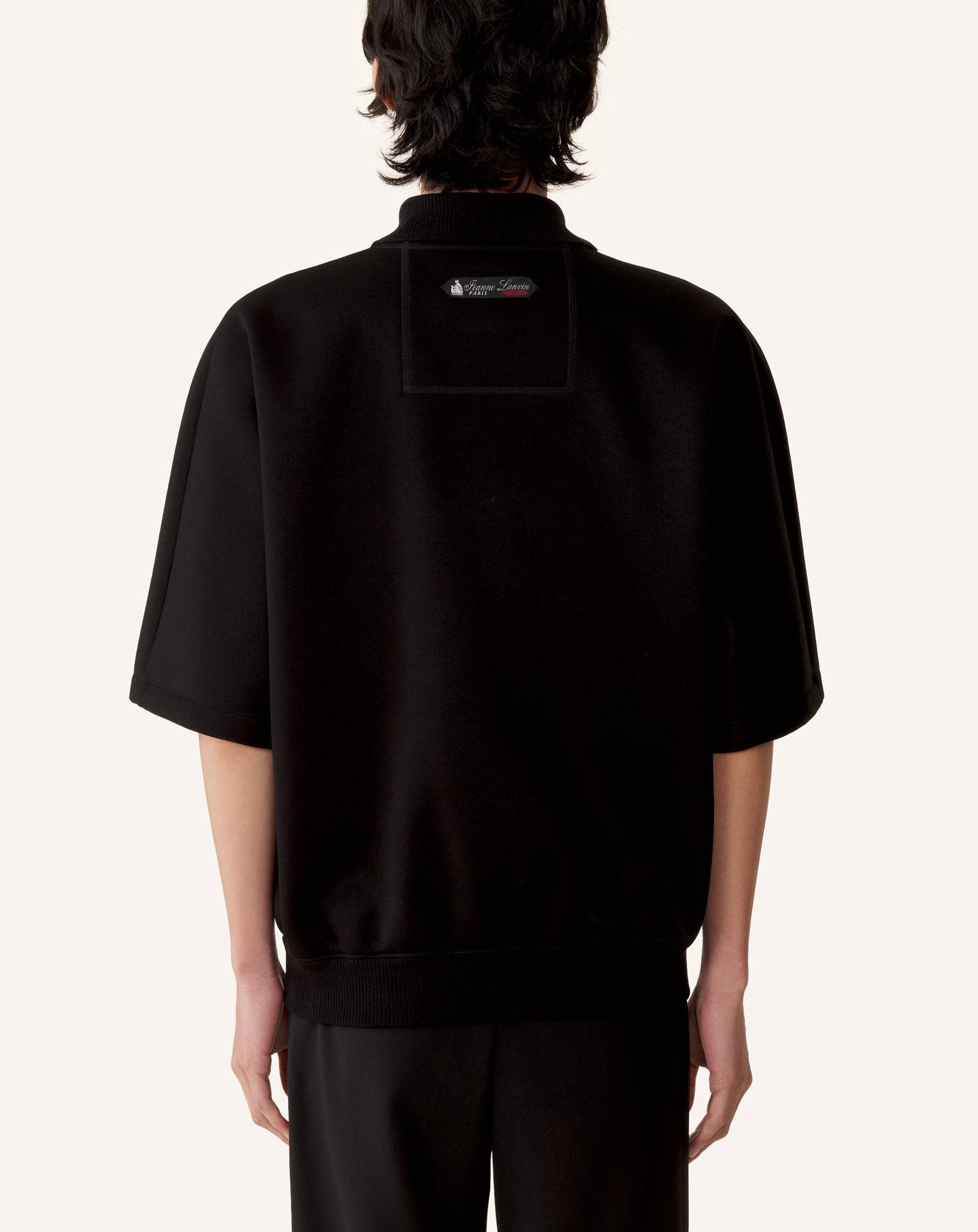 POLO AMPLE EN JERSEY DOUBLE FACE NOIR