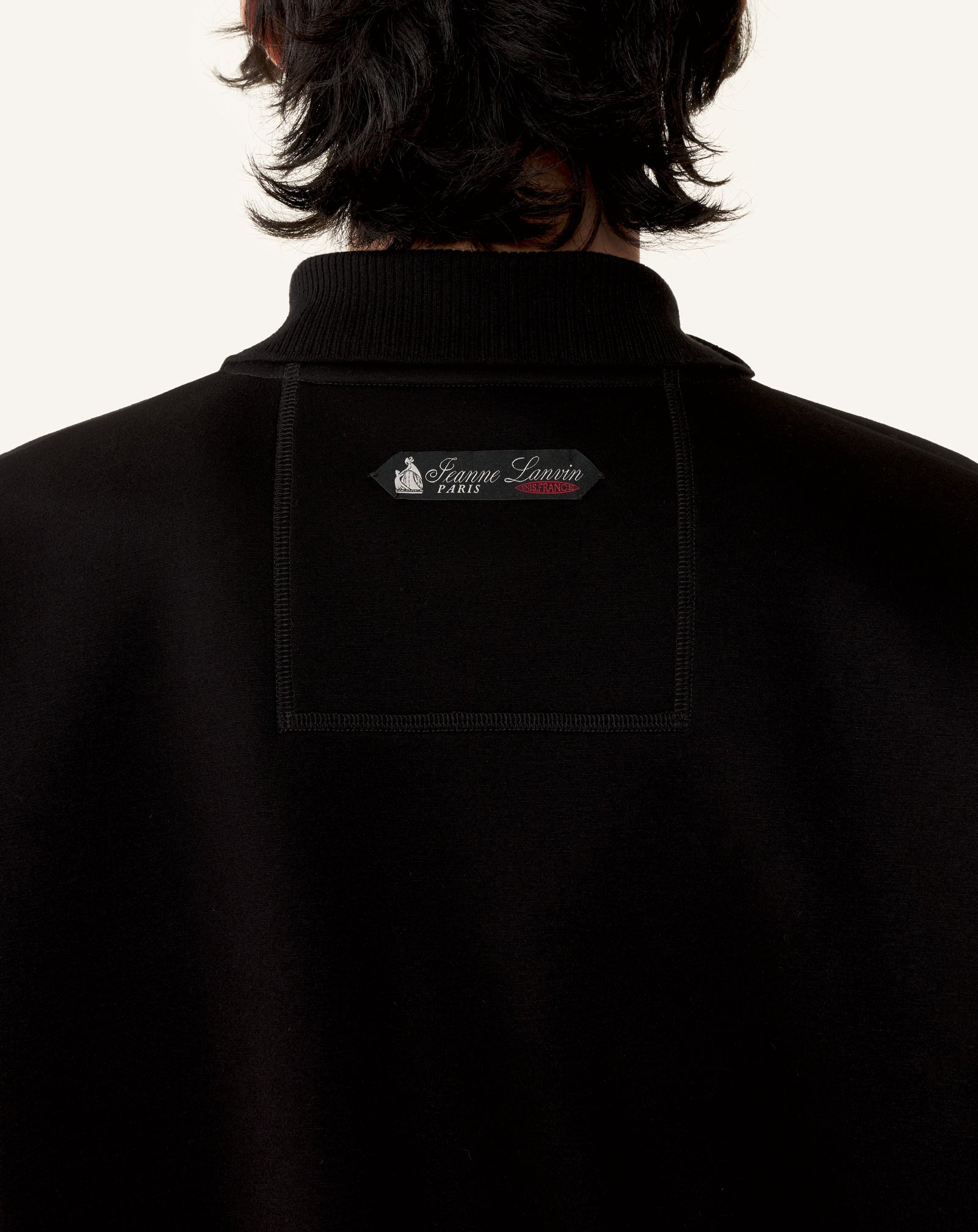 POLO AMPLE EN JERSEY DOUBLE FACE NOIR