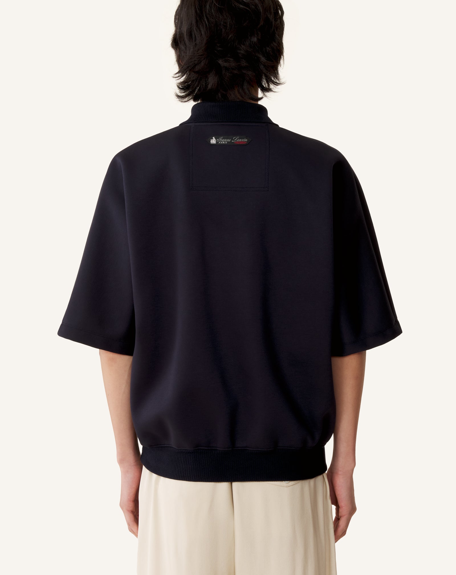 POLO AMPLE EN JERSEY DOUBLE FACE BLEU