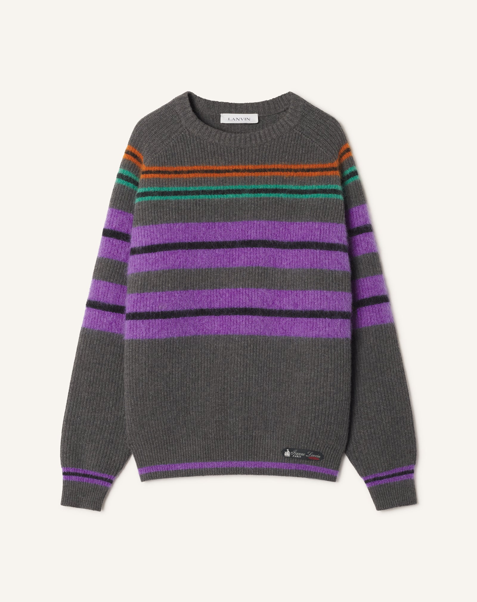 PULL À RAYURES EN LAINE ET EN CACHEMIRE NOIR