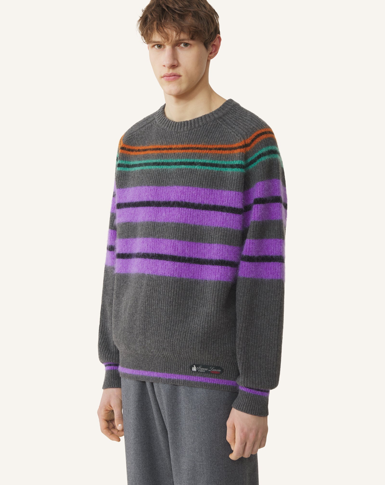 PULL À RAYURES EN LAINE ET EN CACHEMIRE NOIR