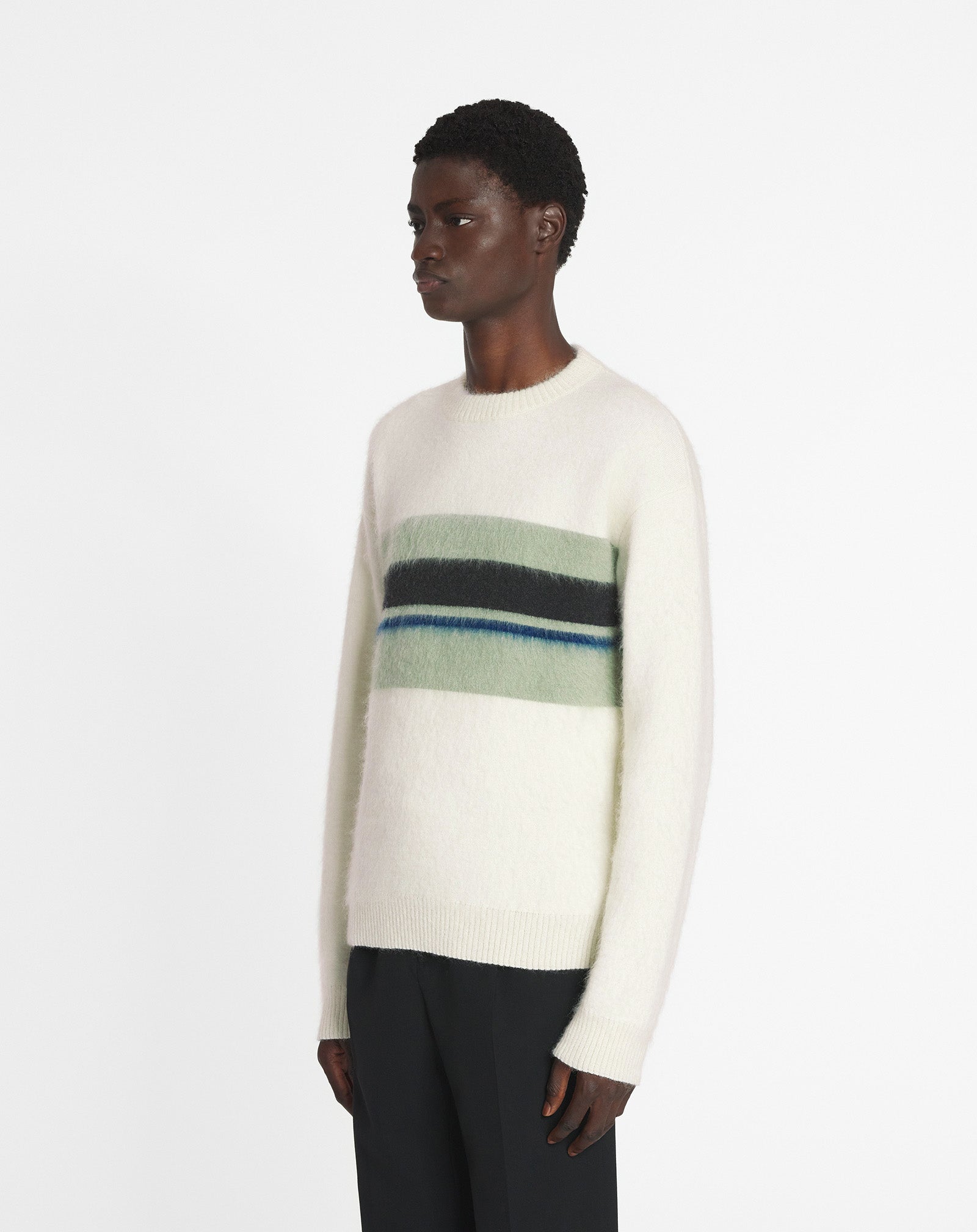 PULL À RAYURES EN MOHAIR BROSSÉ