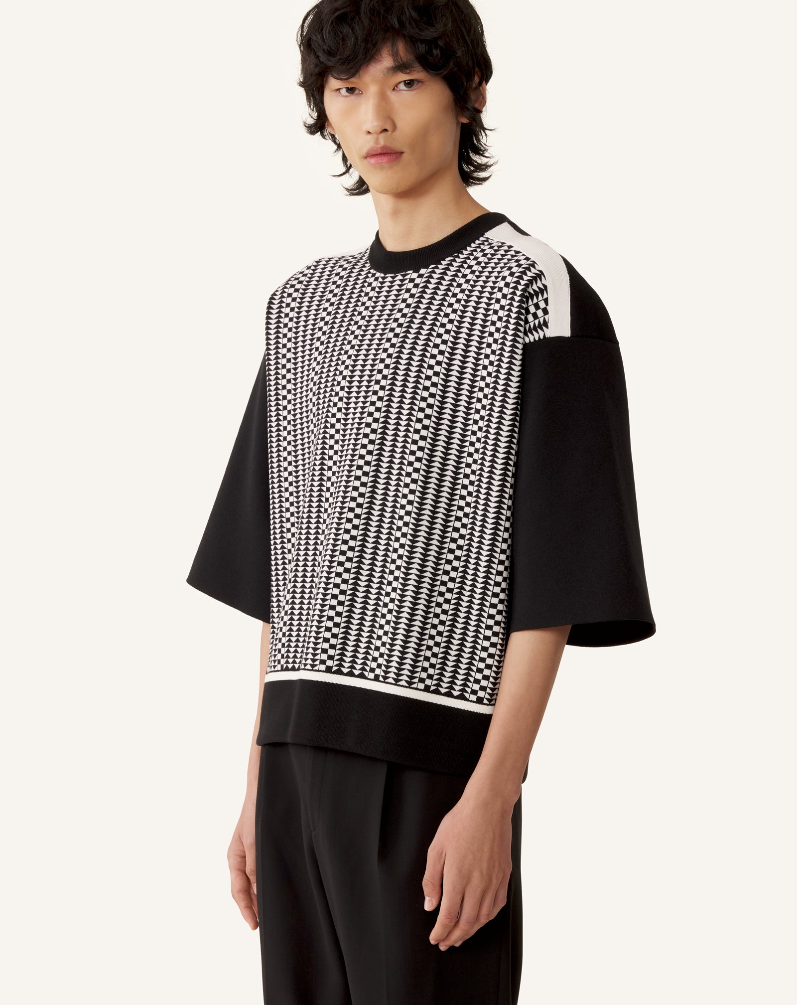 T-SHIRT AMPLE EN JACQUARD DE SOIE ET COTON