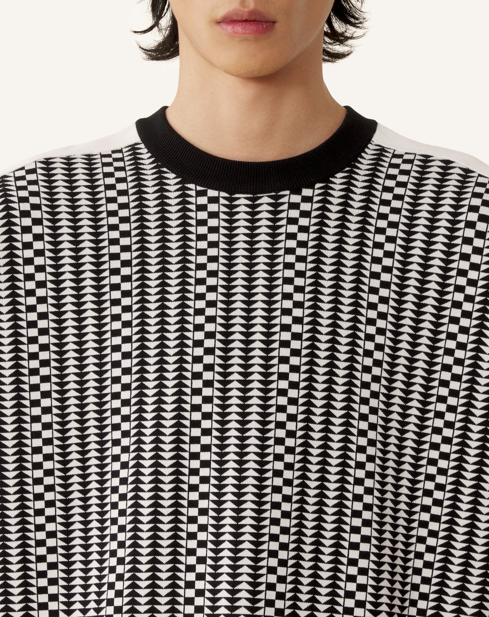 T-SHIRT AMPLE EN JACQUARD DE SOIE ET COTON