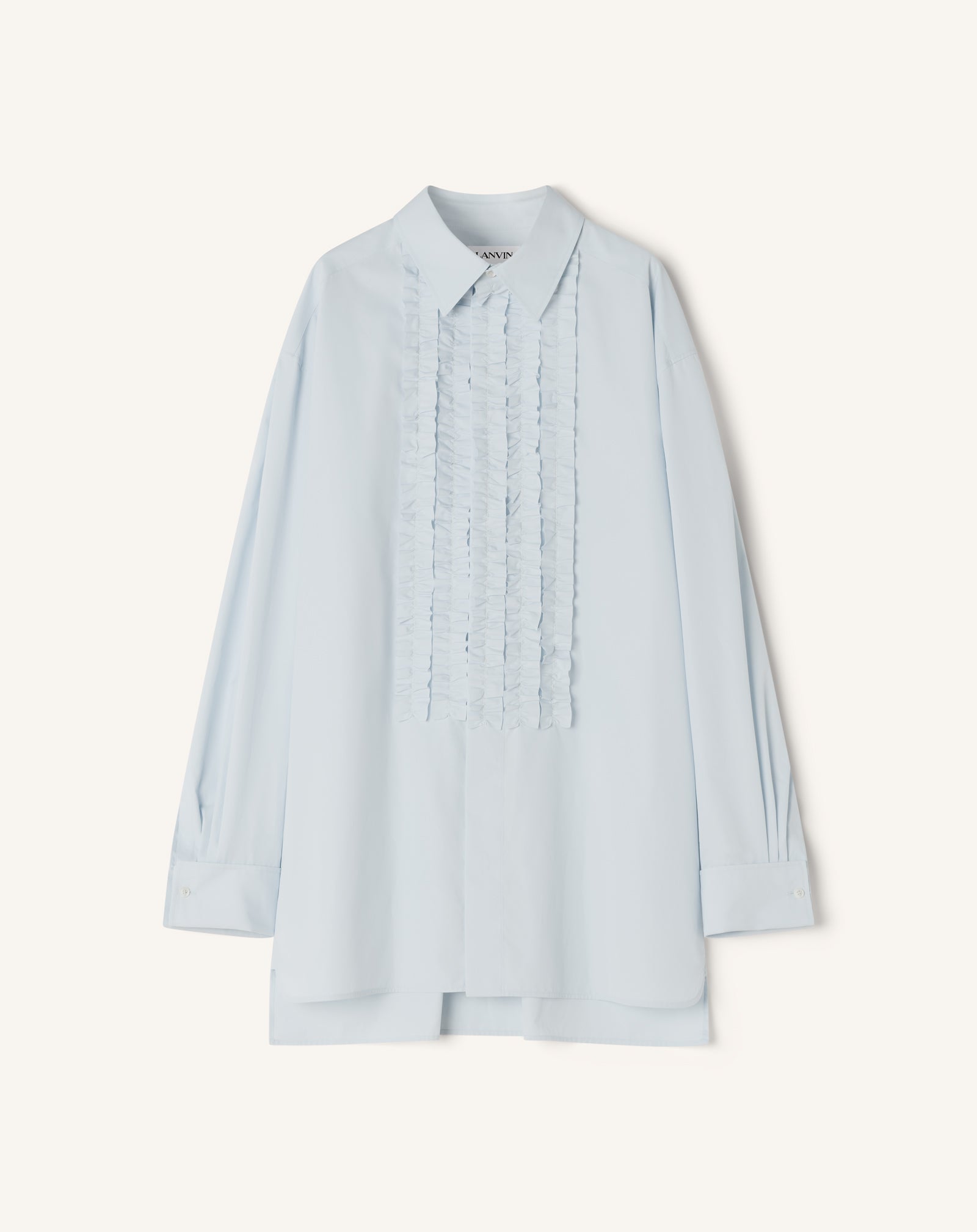 CHEMISE À PLASTRON EN POPELINE DE COTON BLEU