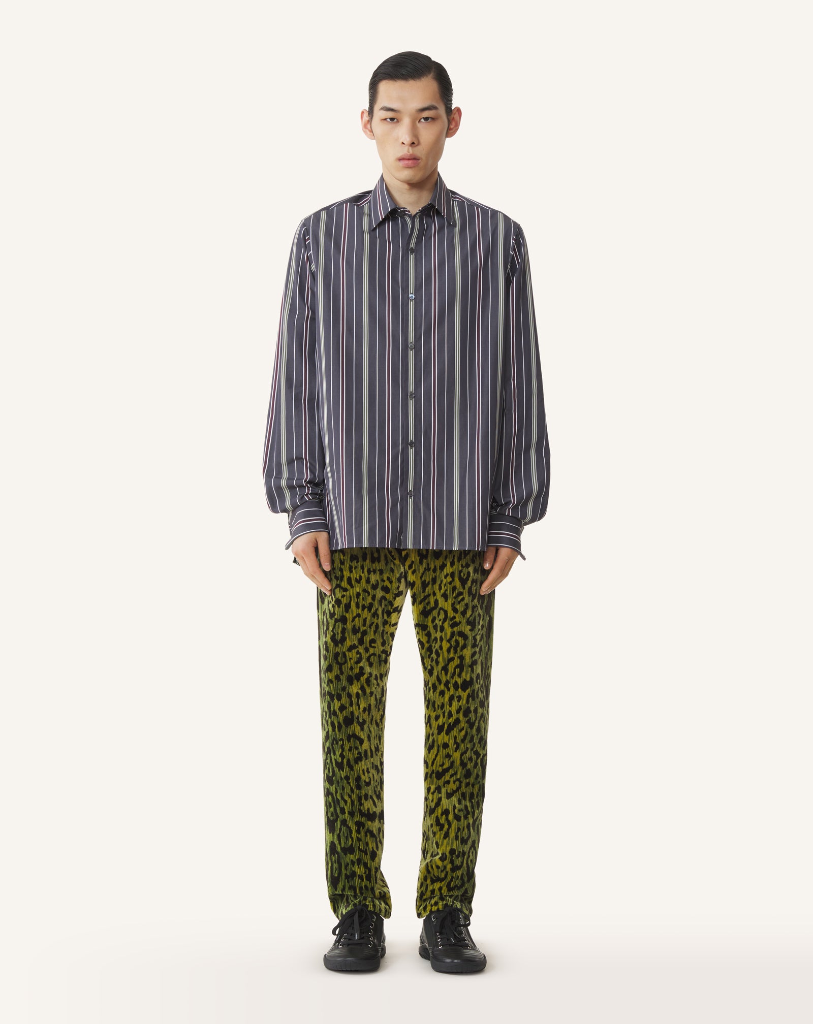 CHEMISE DROITE EN POPELINE DE COTON À RAYURES