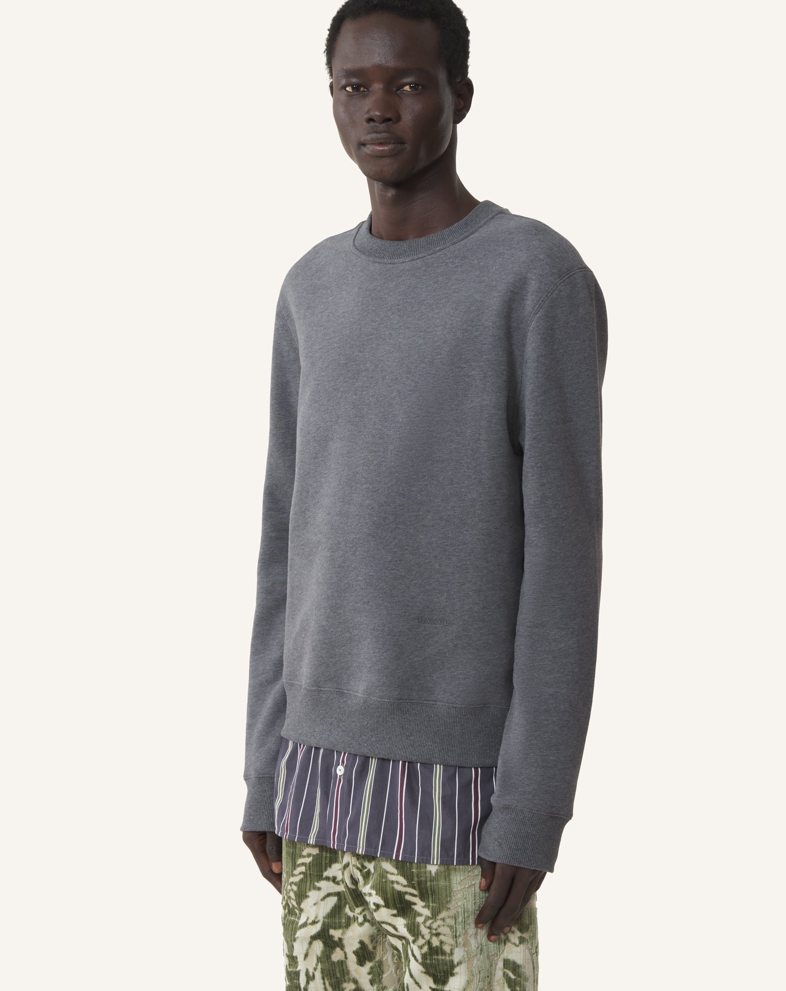 SWEATSHIRT SUPERPOSÉ EN COTON ET CACHEMIRE NOIR