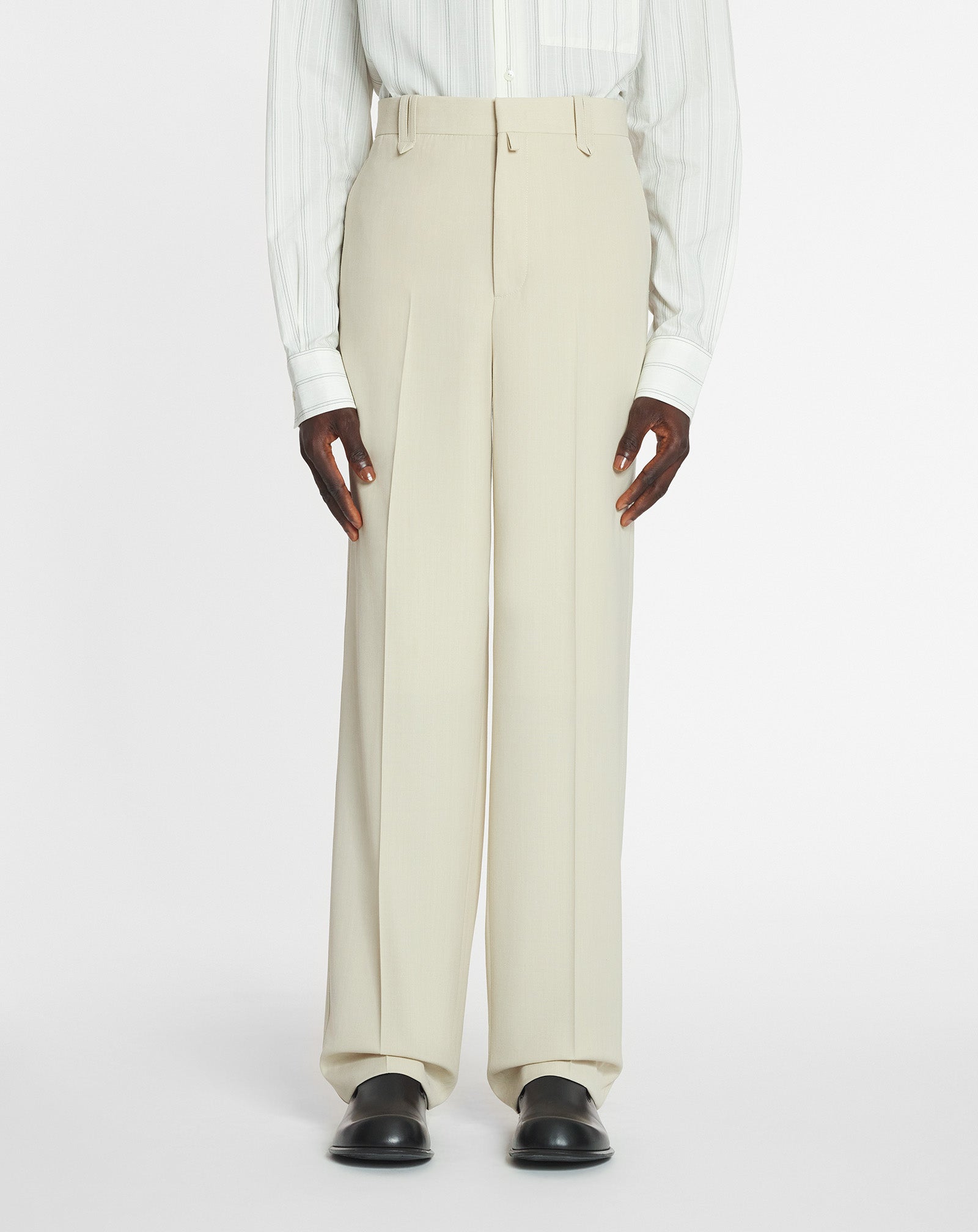 PANTALON AMPLE EN LAINE MÉLANGÉE