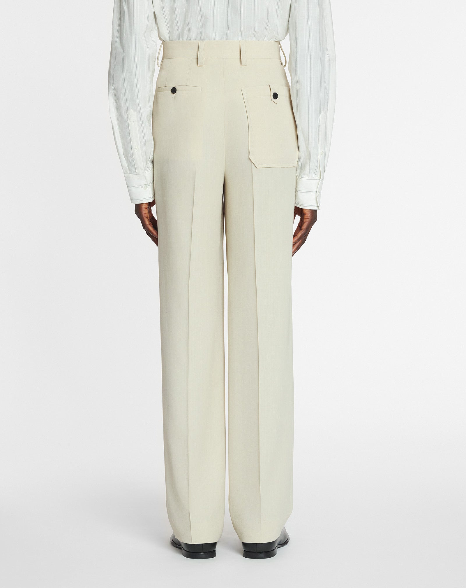 PANTALON AMPLE EN LAINE MÉLANGÉE