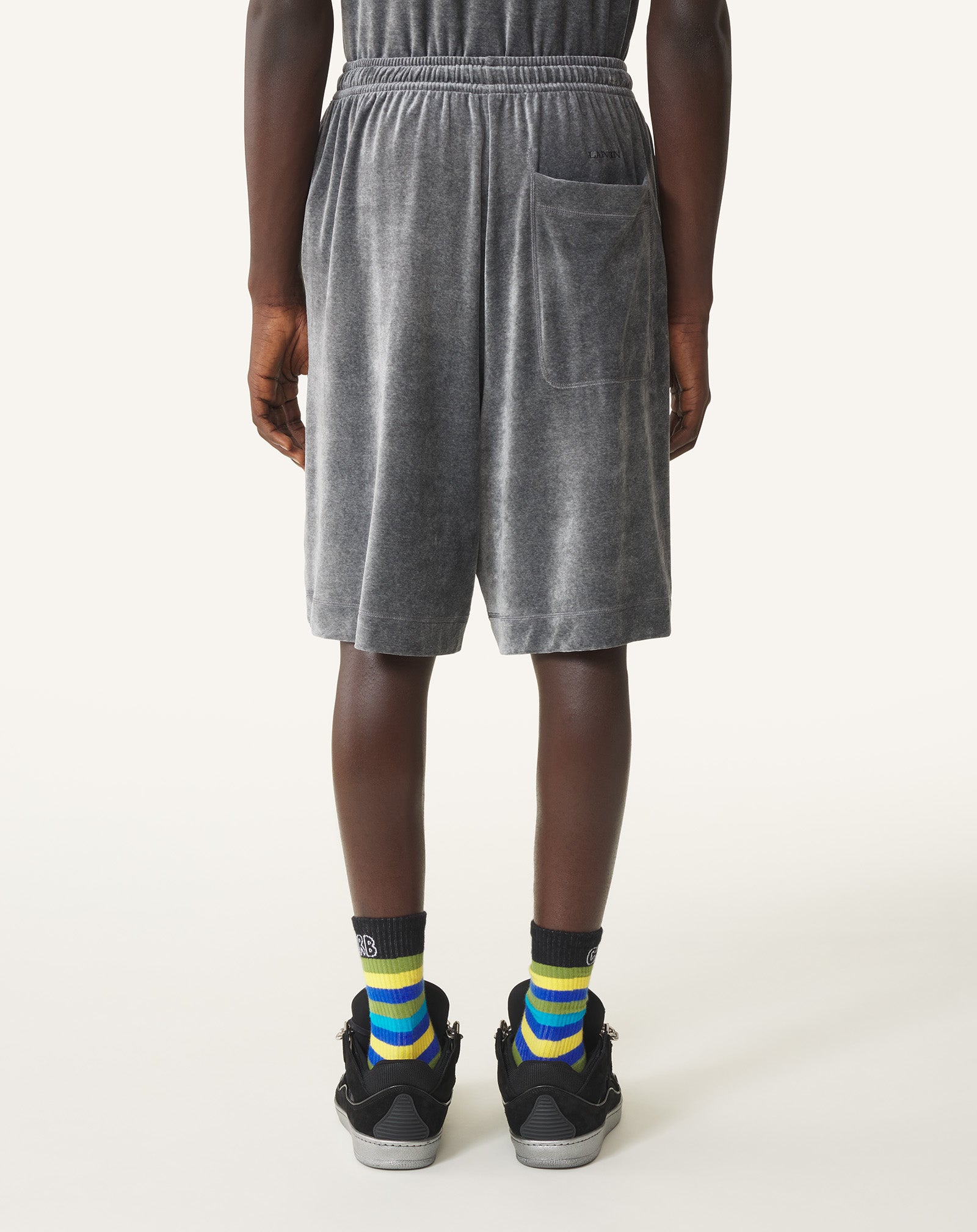 GREY VELVET BERMUDA SHORTS