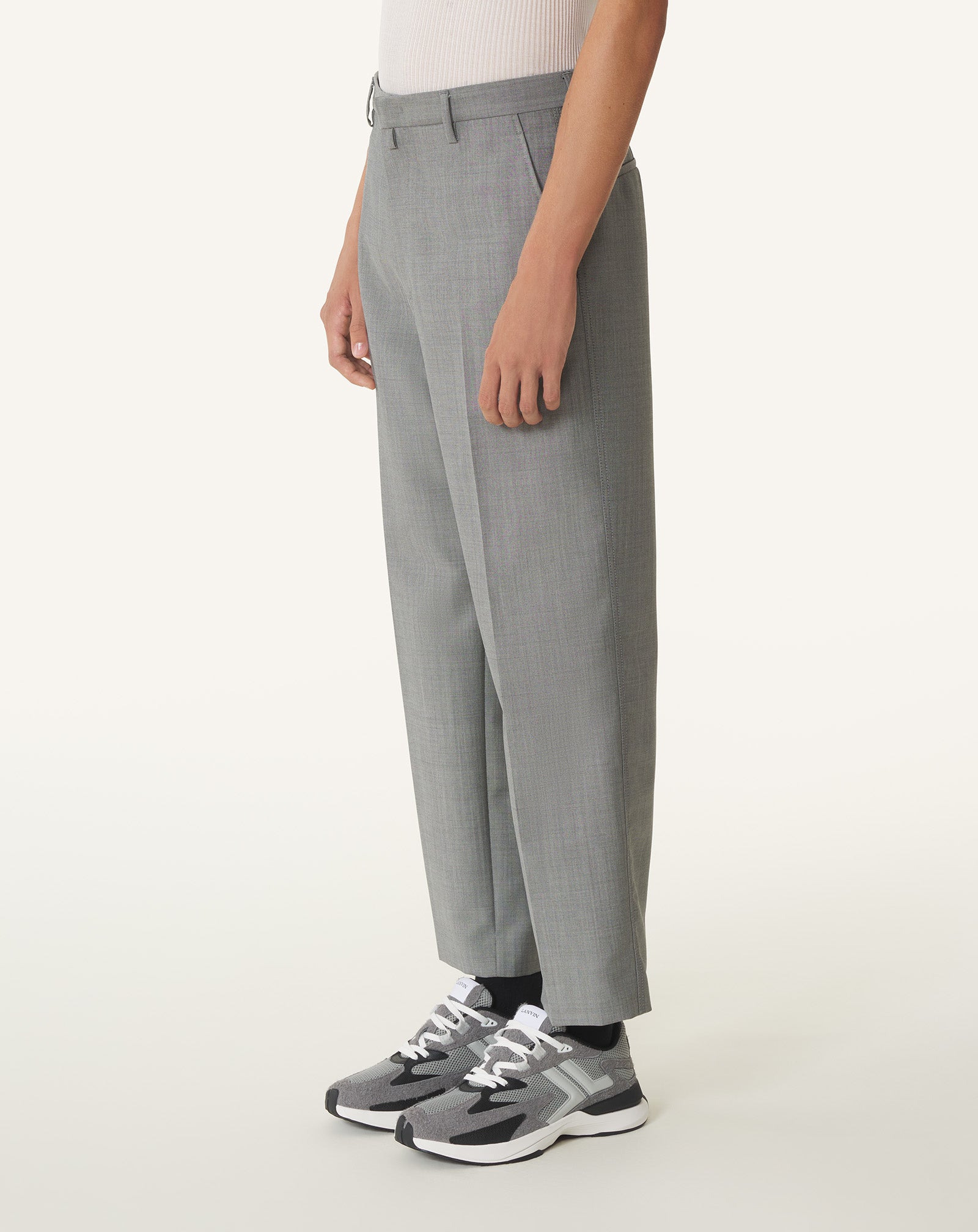 PANTALON DROIT EN LAINE MOHAIR NOIR