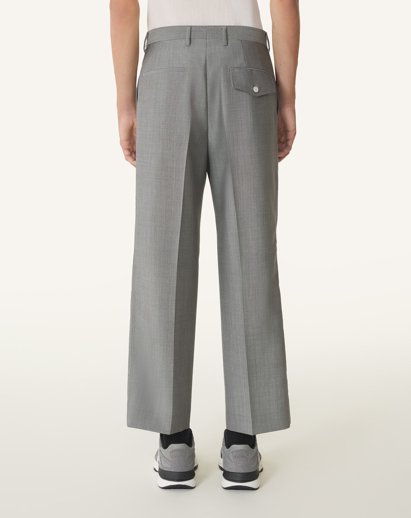 PANTALON DROIT EN LAINE MOHAIR NOIR