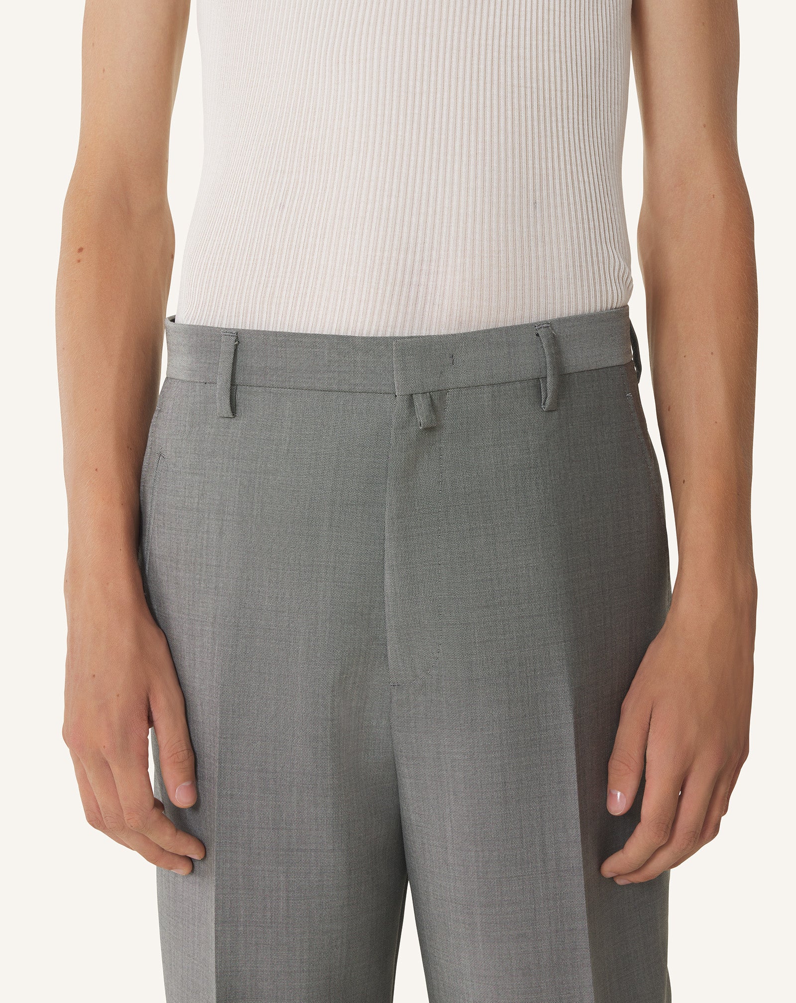 PANTALON DROIT EN LAINE MOHAIR NOIR