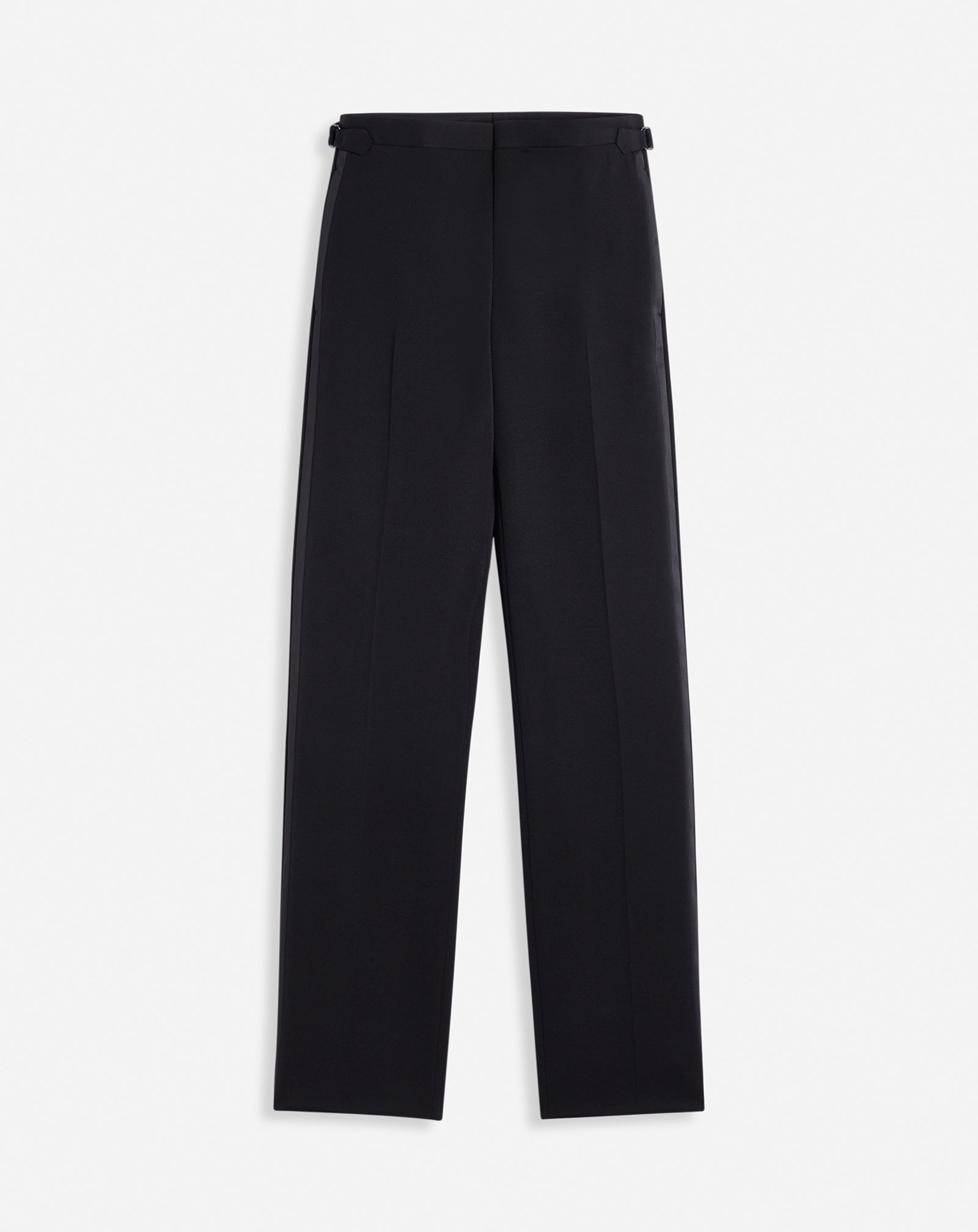 PANTALON TAILLEUR AJUSTÉ AVEC BANDES SATIN