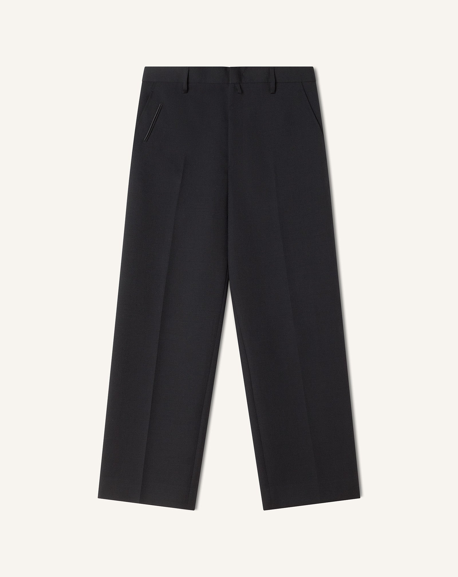 PANTALON DROIT EN LAINE NOIR
