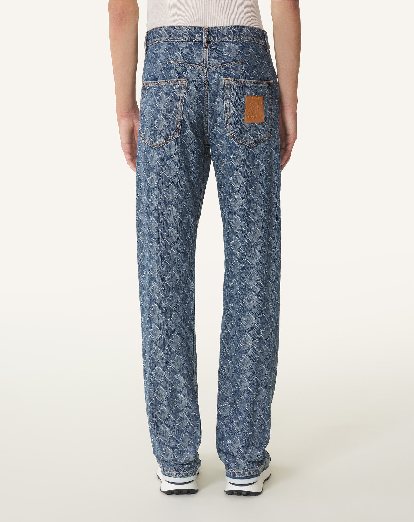 PANTALON EN DENIM JACQUARD LUNAR YEAR BLEU