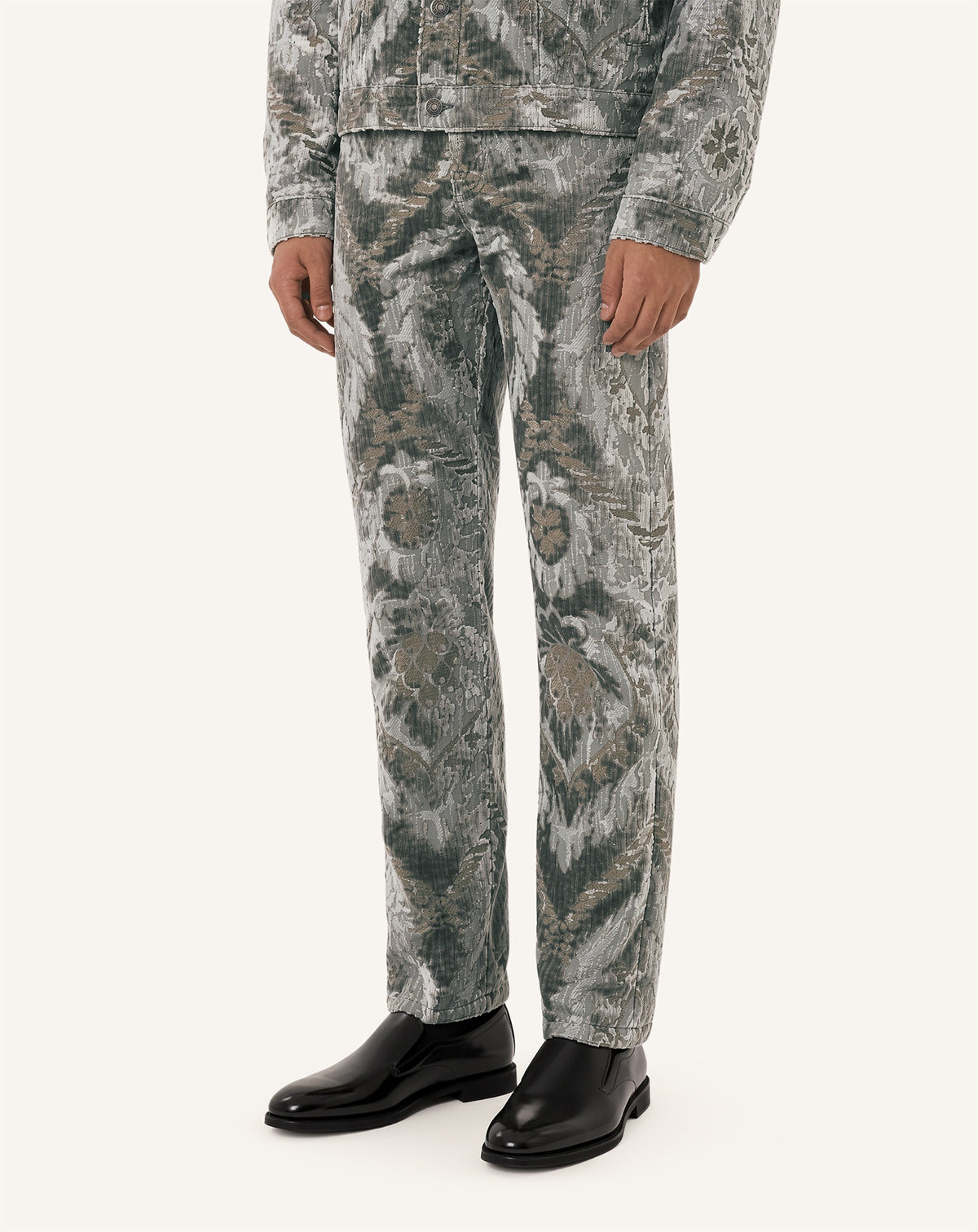 PANTALON DROIT BEVILACQUA EN MOTIF PIGNA GRIS