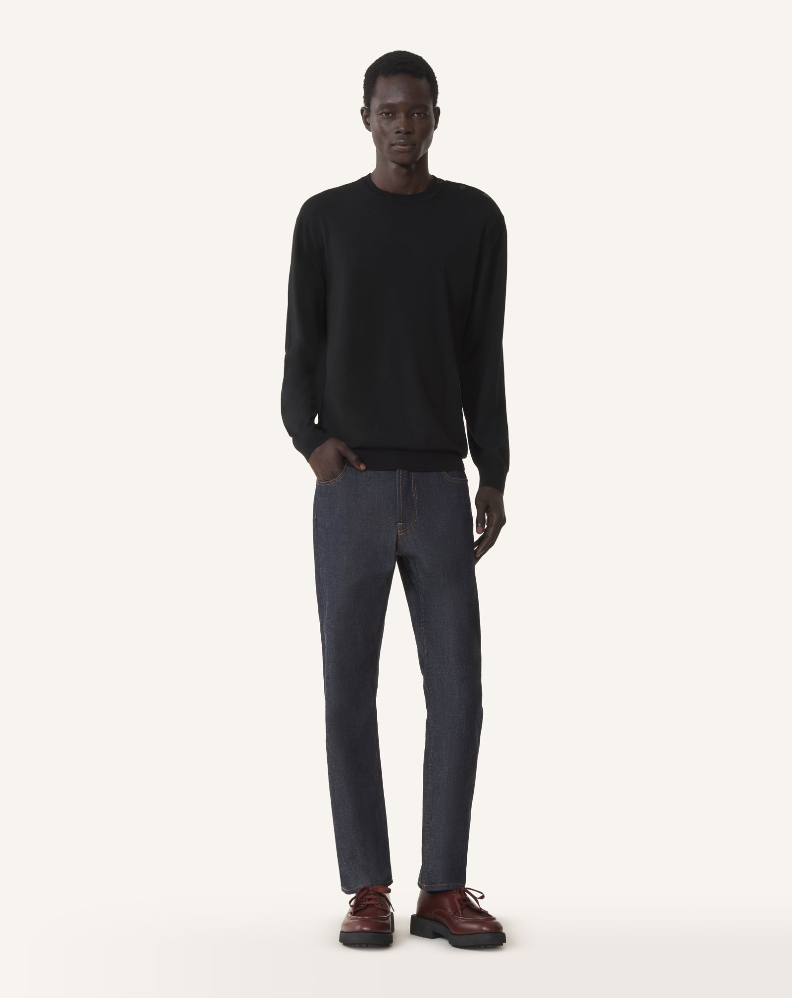PANTALON DROIT EN DENIM BLEU