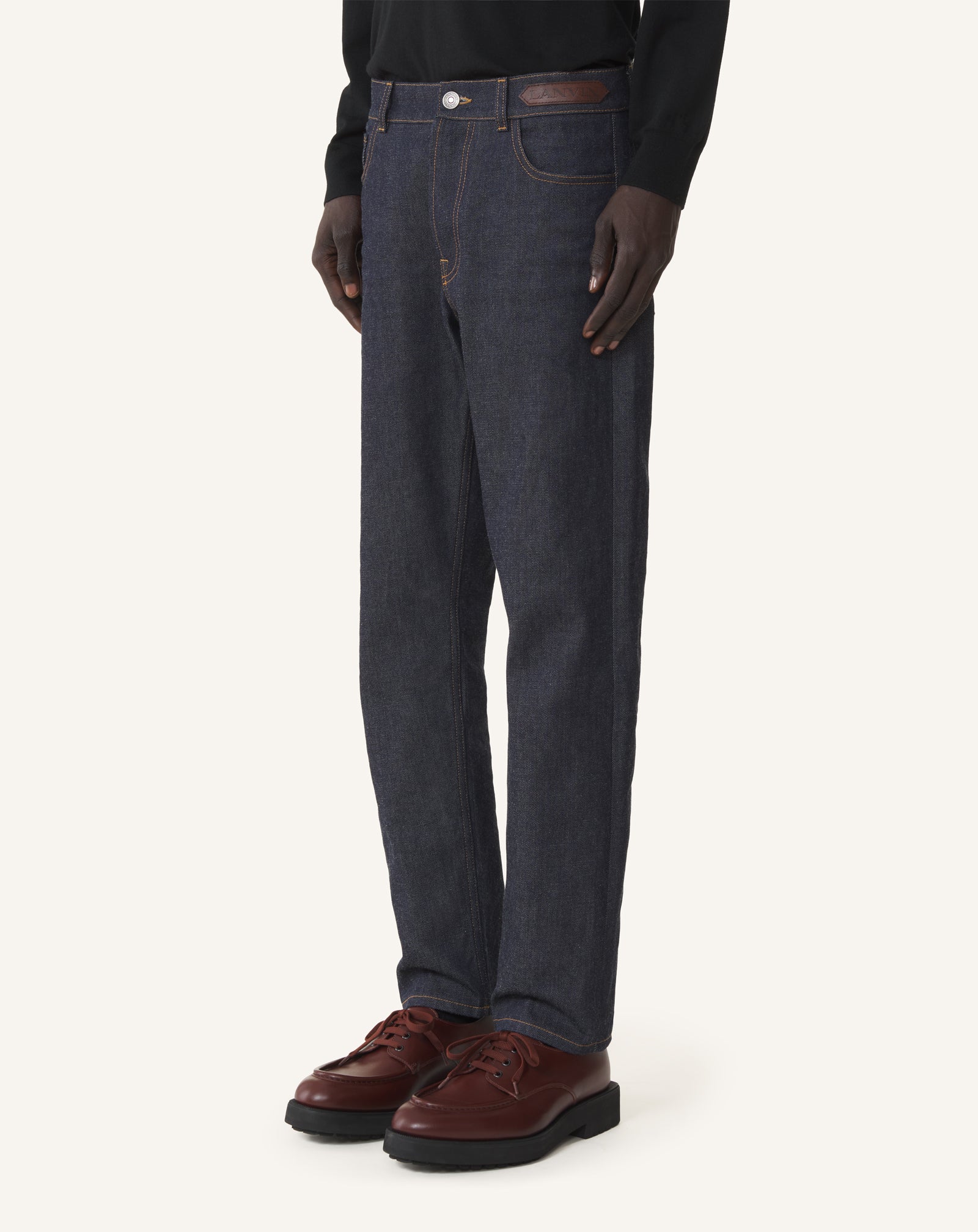 PANTALON DROIT EN DENIM BLEU