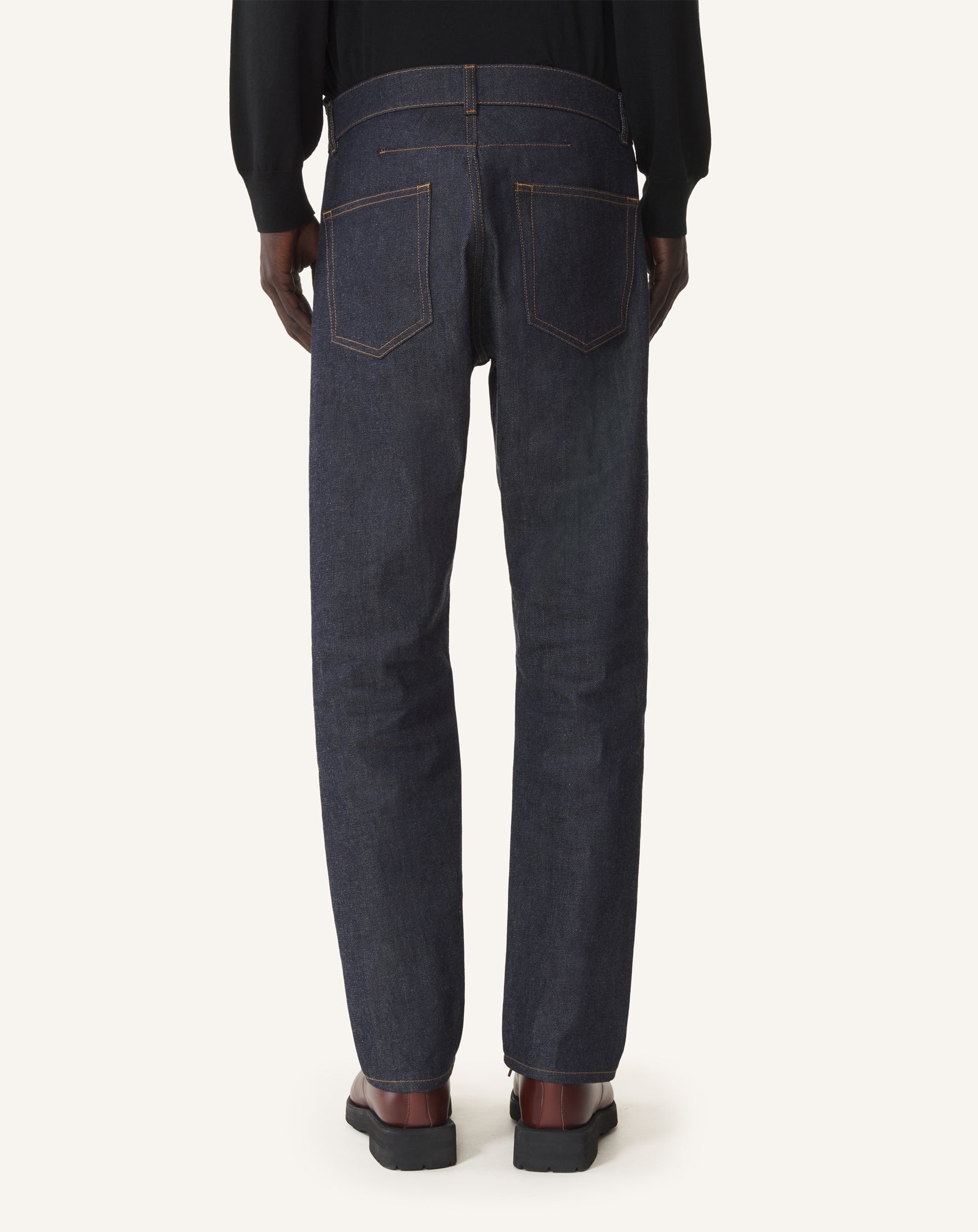 PANTALON DROIT EN DENIM BLEU