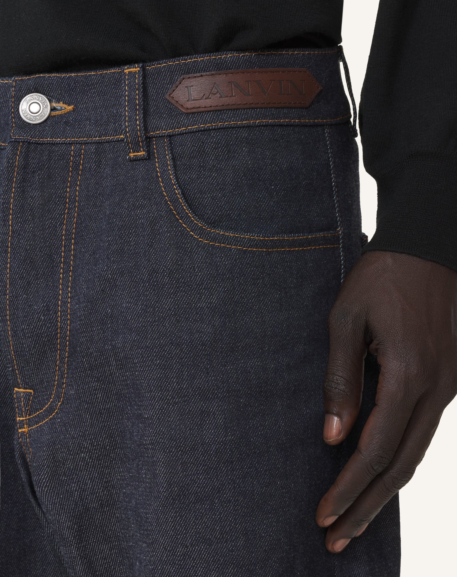 PANTALON DROIT EN DENIM BLEU