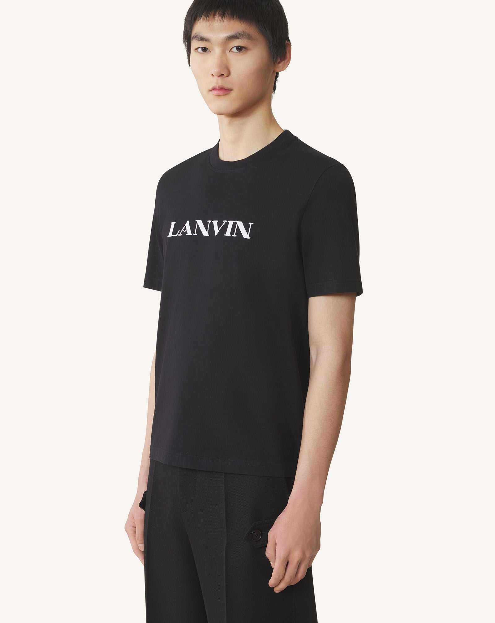 T-SHIRT BRODÉ LANVIN EN COTON NOIR