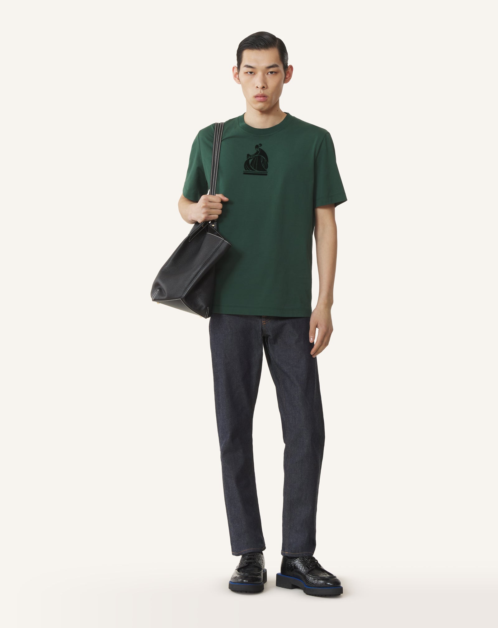 T-SHIRT FLOQUÉ LA MÈRE ET L'ENFANT EN COTON VERT