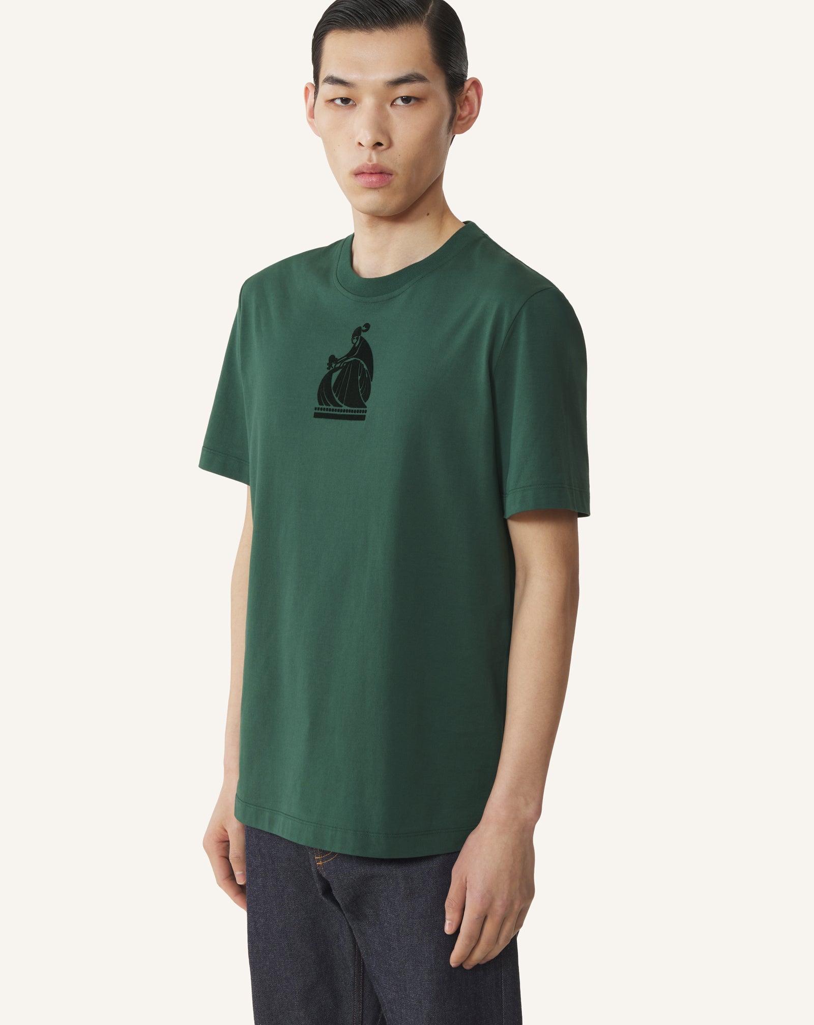 T-SHIRT FLOQUÉ LA MÈRE ET L'ENFANT EN COTON VERT