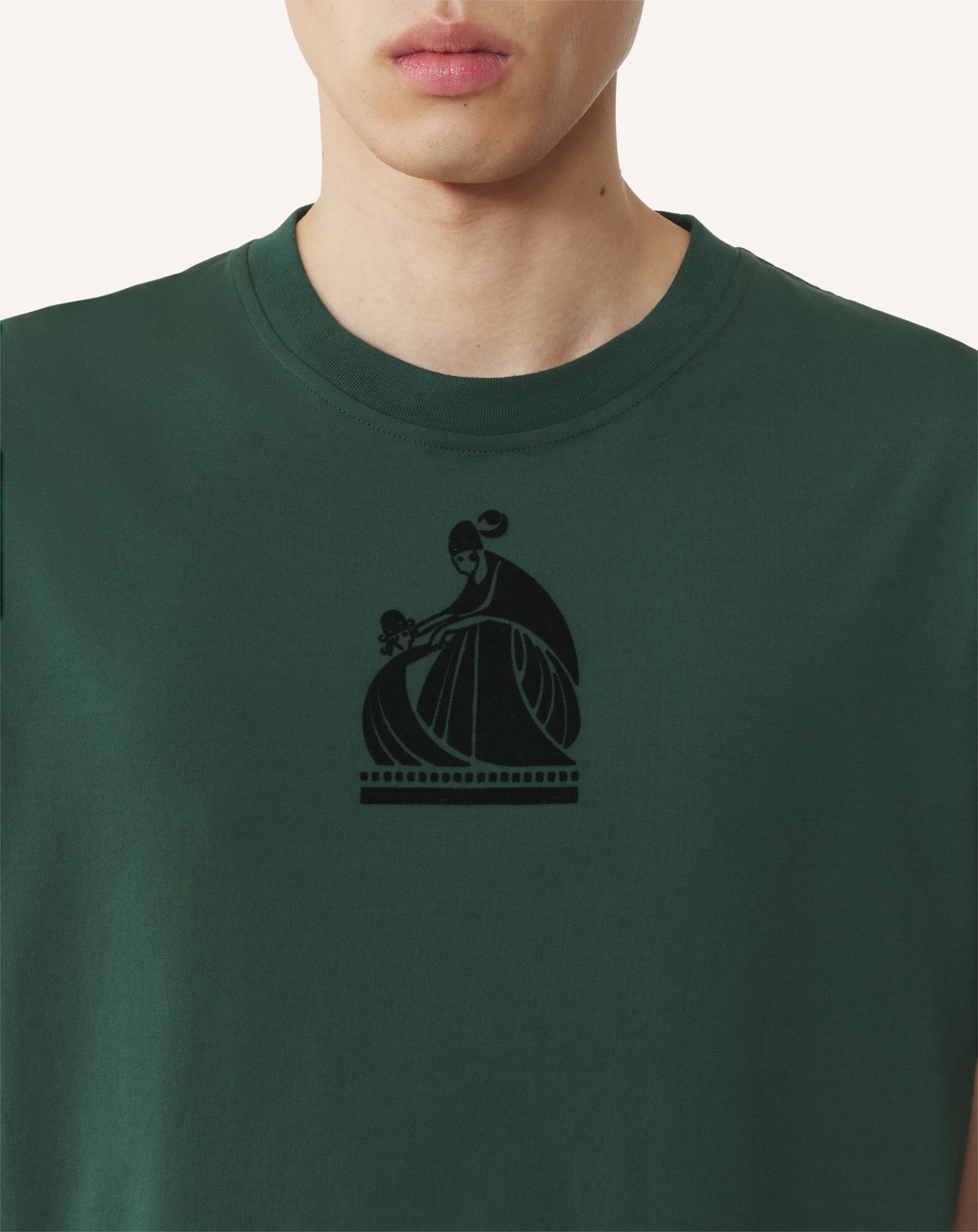 T-SHIRT FLOQUÉ LA MÈRE ET L'ENFANT EN COTON VERT
