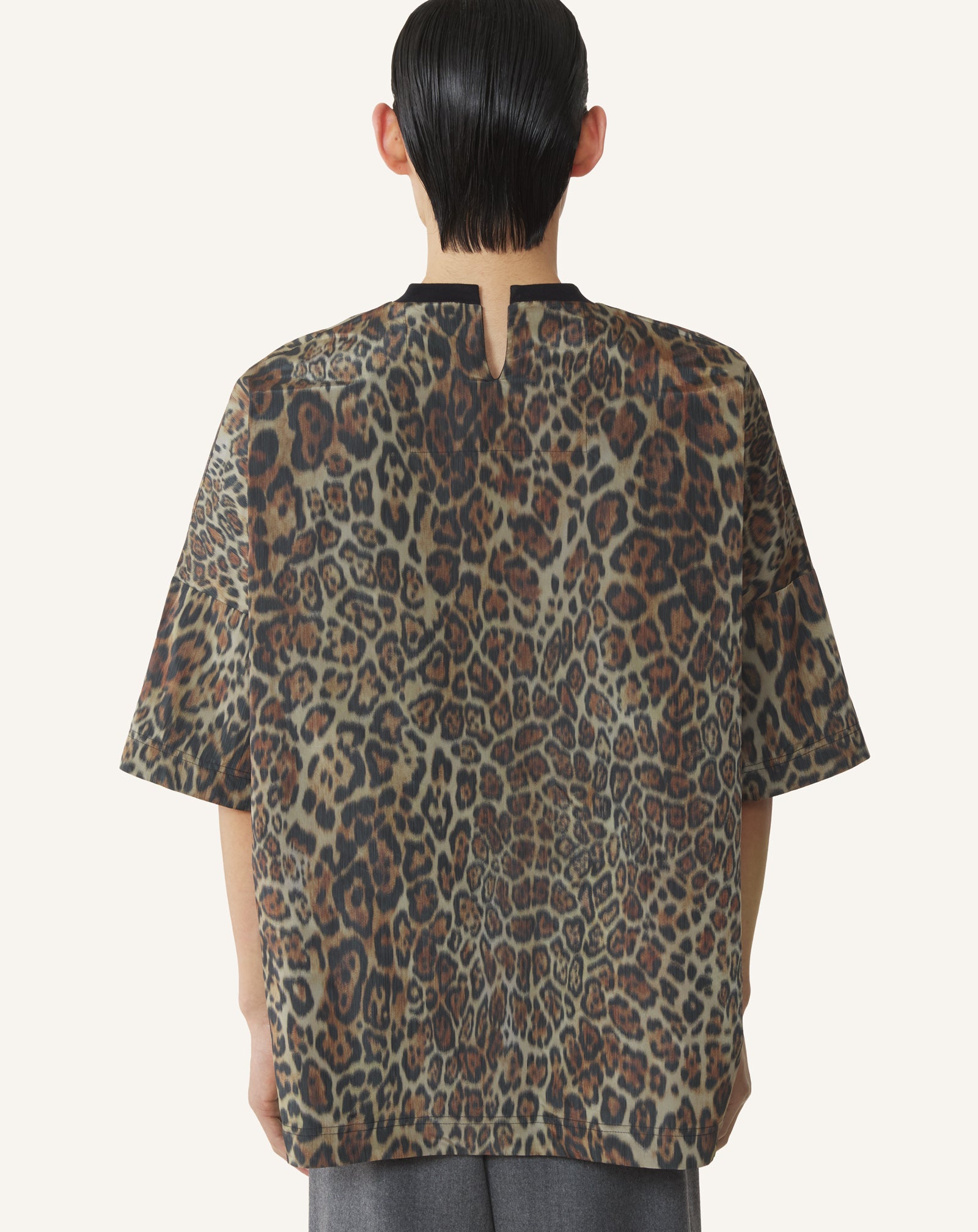 T-SHIRT RÉVERSIBLE EN COTON ET TAFFETAS IMPRIMÉ NOIR