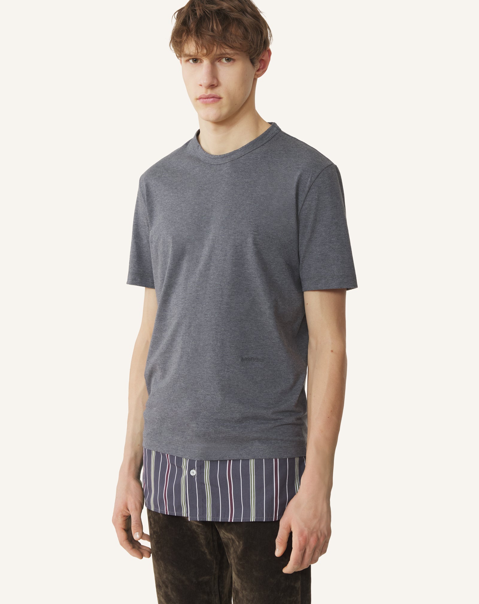 T-SHIRT SUPERPOSÉ EN COTON NOIR