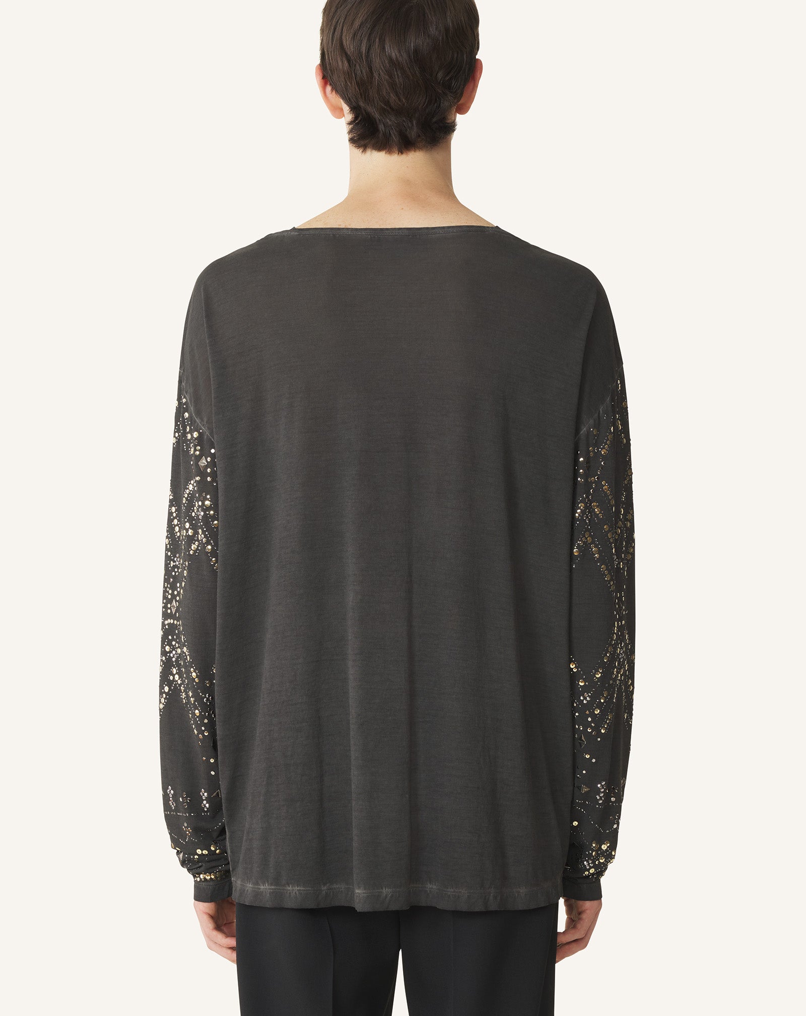 HAUT À SEQUINS ET PERLES NOIR