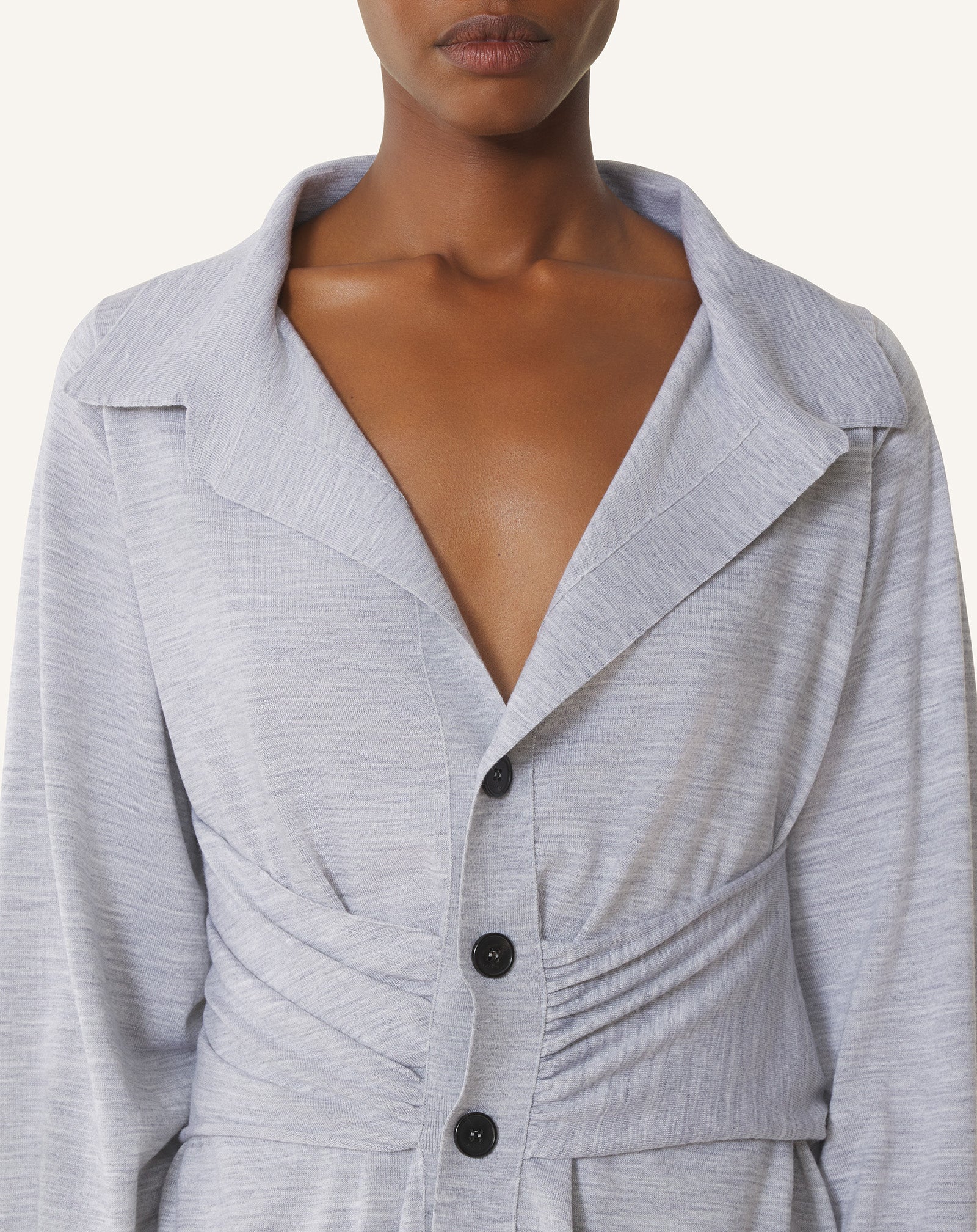 CARDIGAN DRAPÉ EN LAINE NOIR