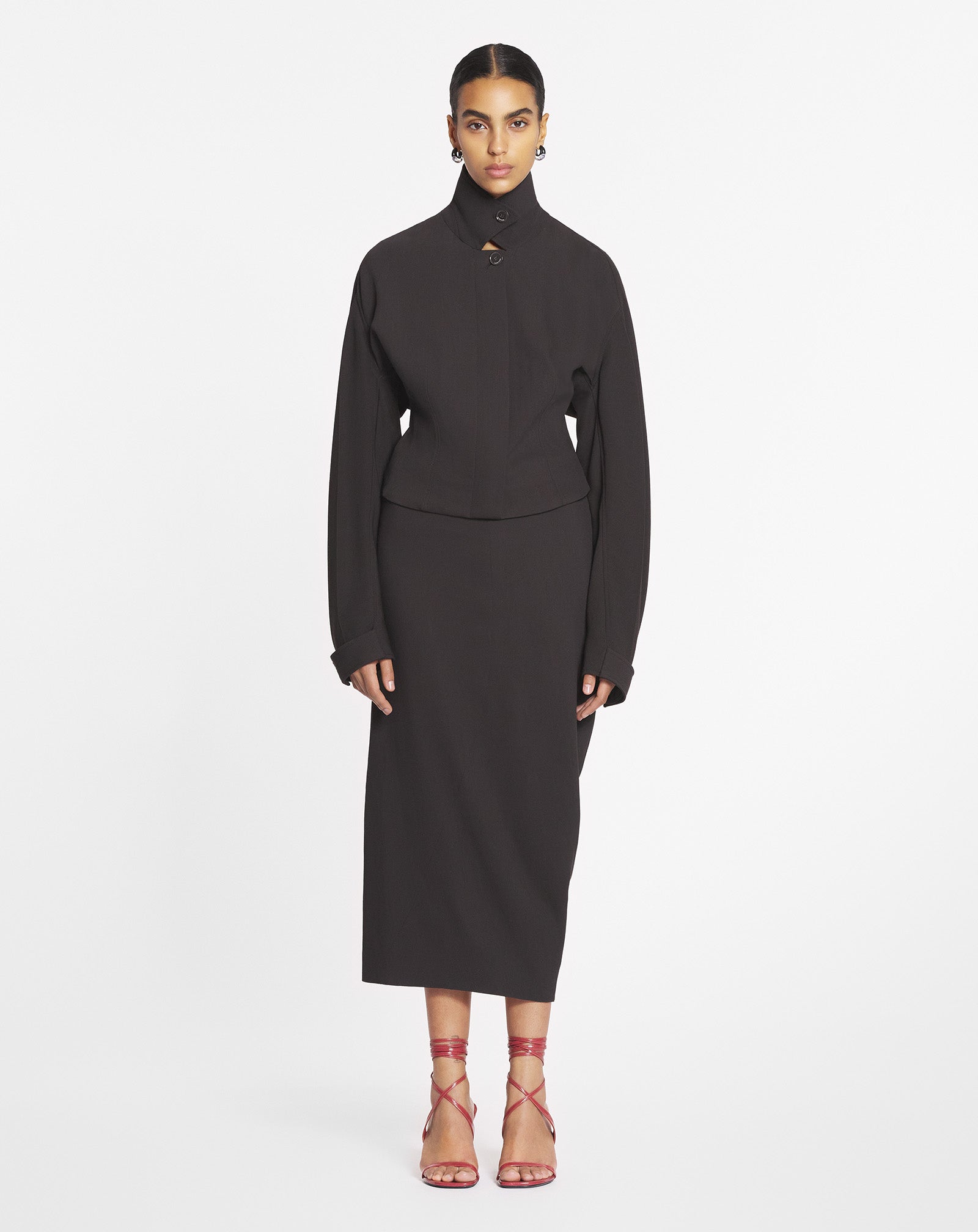 BLOUSON CINTRÉ EN LAINE ET VISCOSE