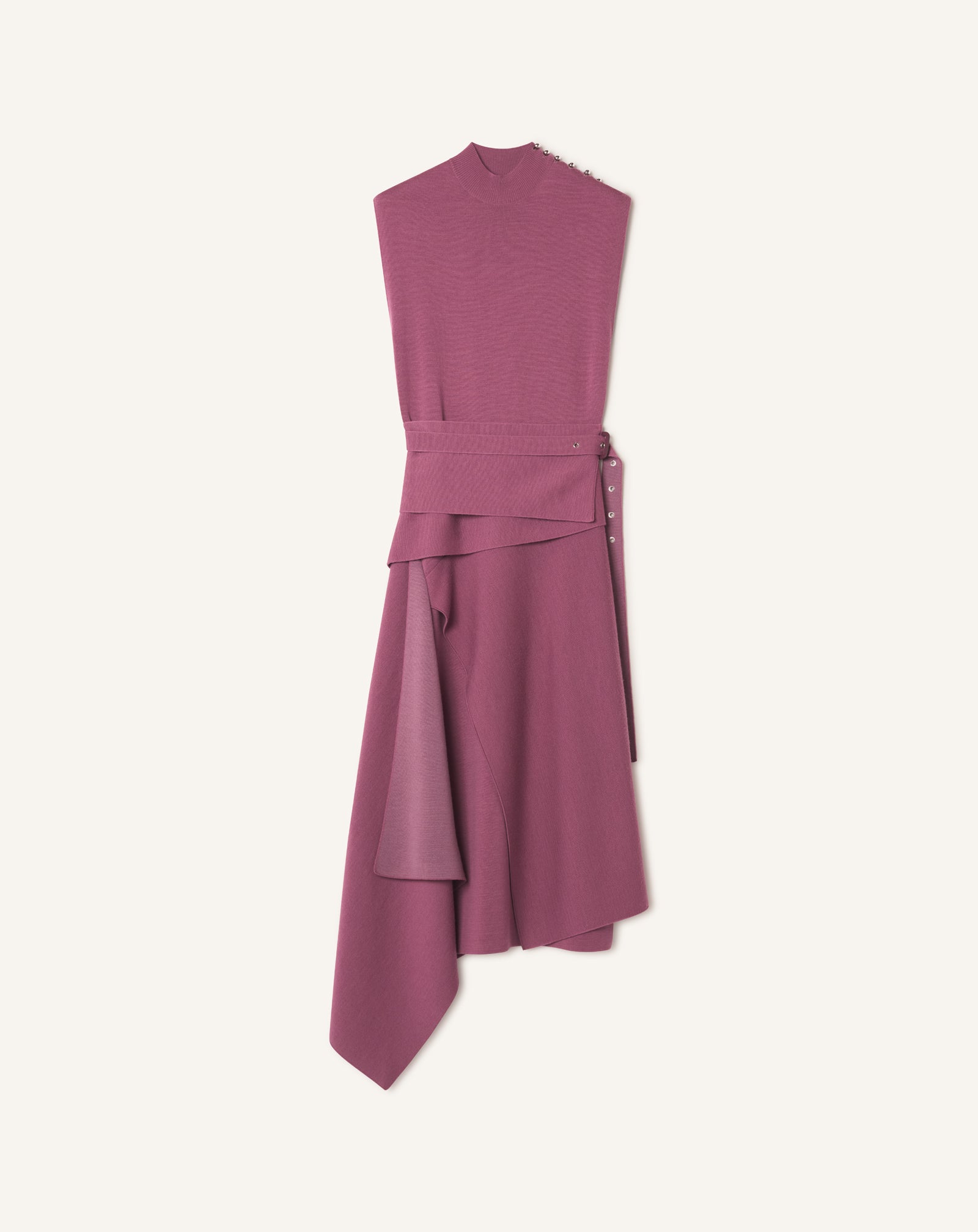 ROBE DRAPÉE COL MONTANT EN LAINE